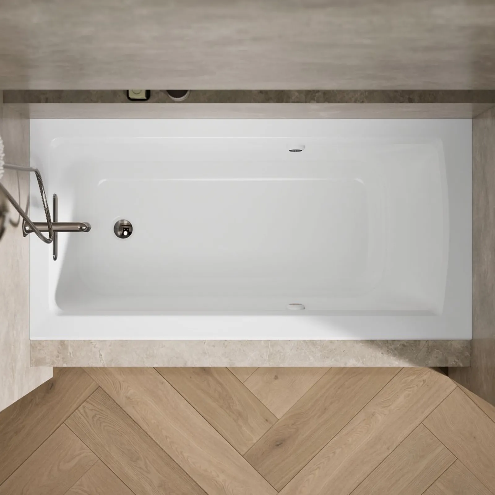 60" x 30" alcove Heated BubbleMassage™ air bath with Bask® heated surface, left drain^Kohler