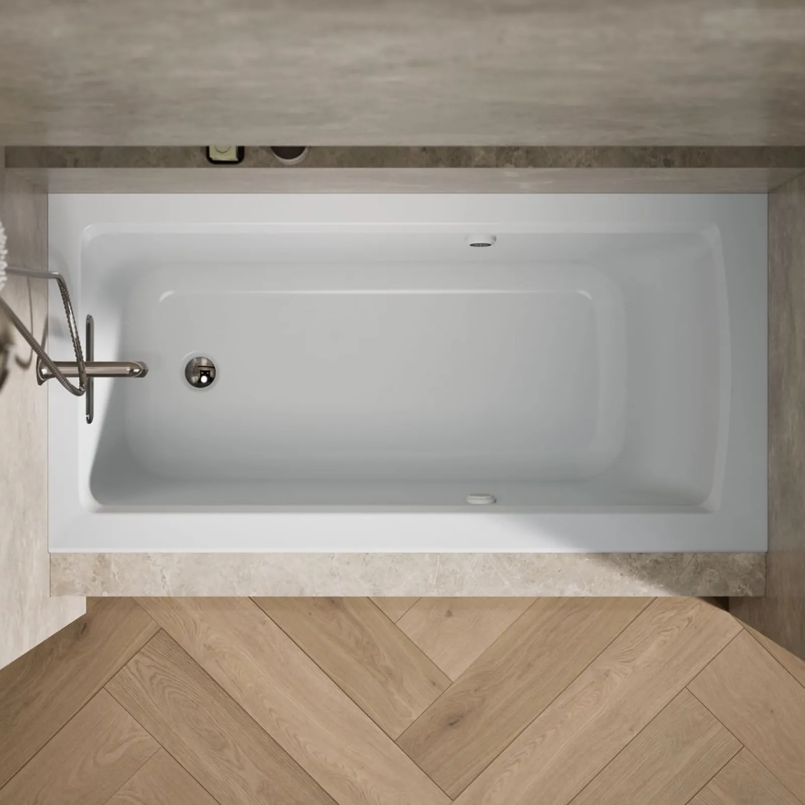 60" x 30" alcove Heated BubbleMassage™ air bath with Bask® heated surface, left drain^Kohler