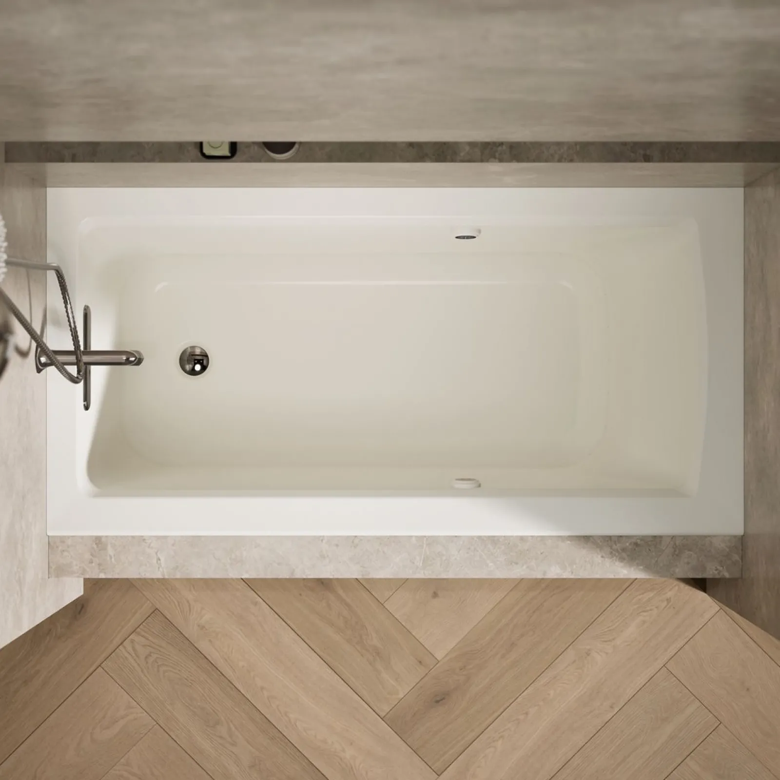 60" x 30" alcove Heated BubbleMassage™ air bath with Bask® heated surface, left drain^Kohler