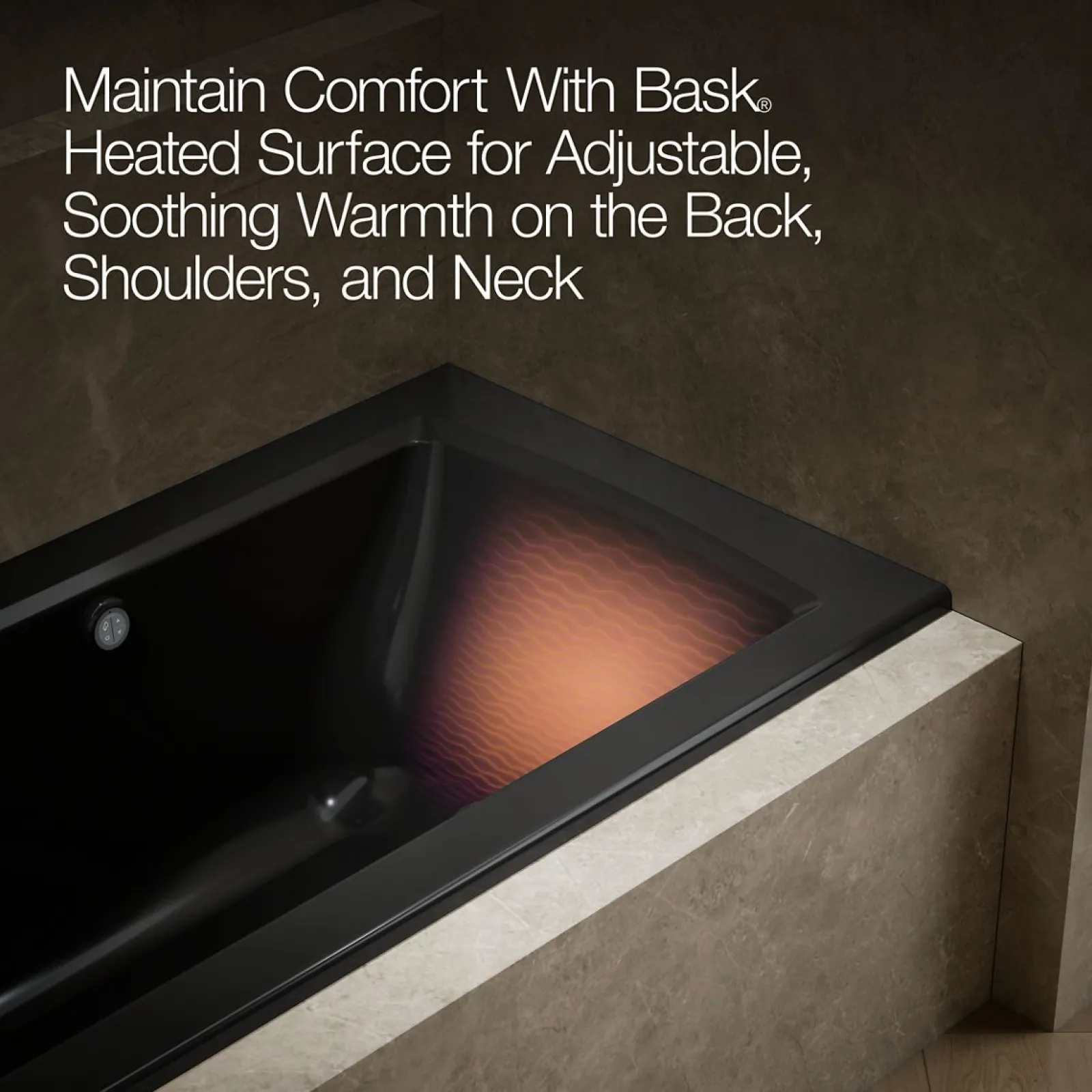 60" x 30" alcove Heated BubbleMassage™ air bath with Bask® heated surface, left drain^Kohler