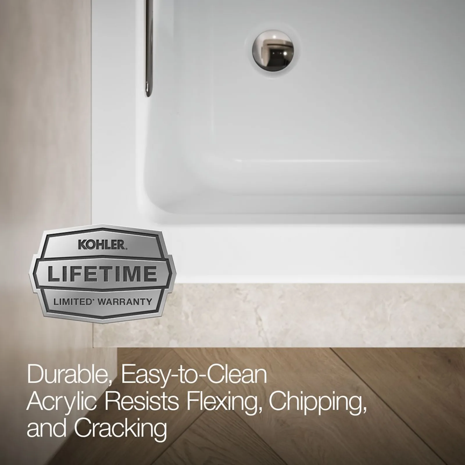 60" x 30" alcove Heated BubbleMassage™ air bath with Bask® heated surface, left drain^Kohler