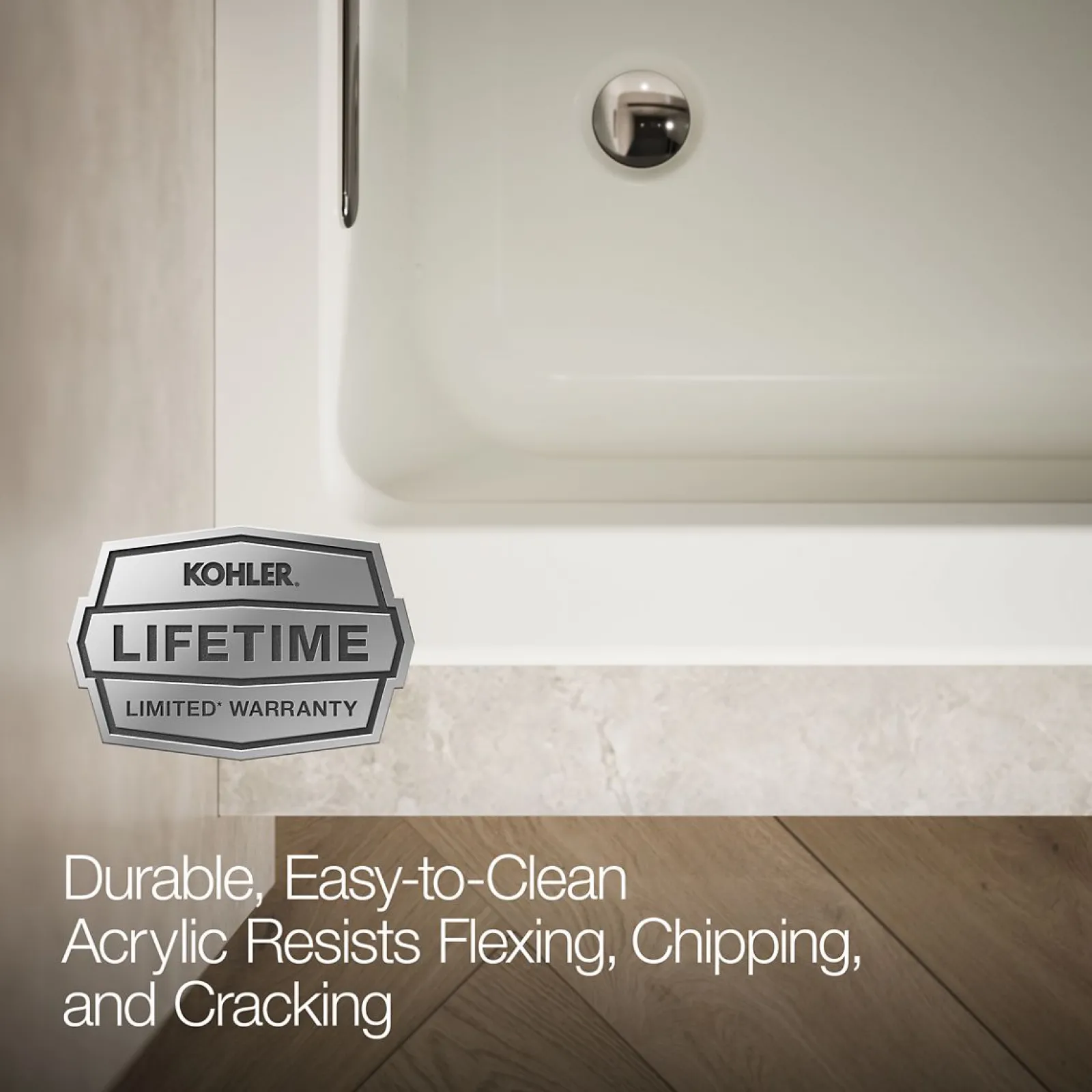 60" x 30" alcove Heated BubbleMassage™ air bath with Bask® heated surface, left drain^Kohler