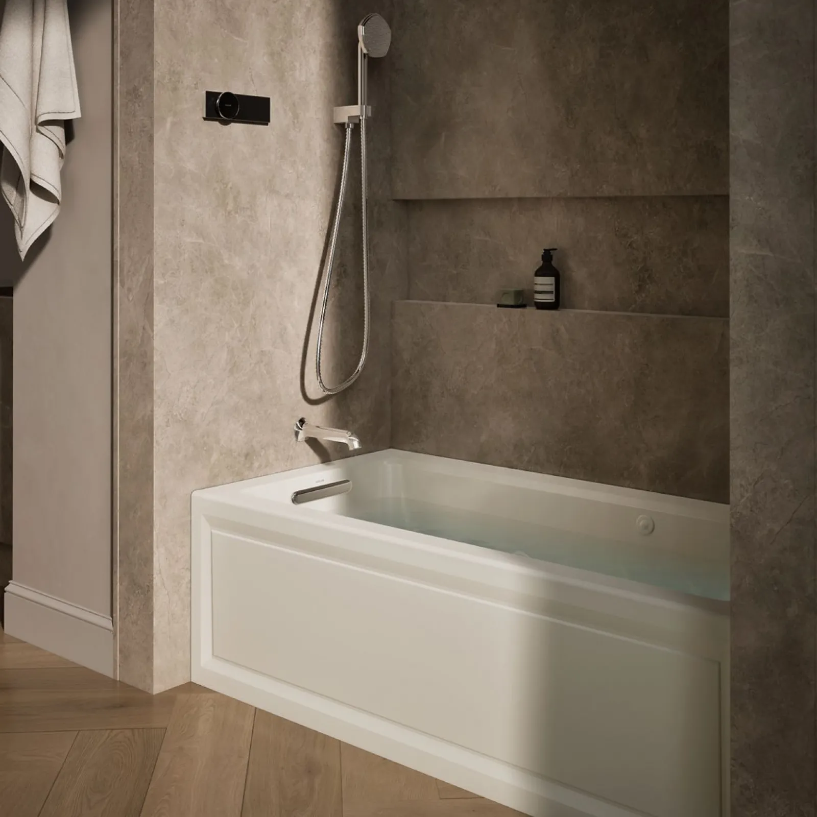 60" x 30" alcove Heated BubbleMassage™ air bath and whirlpool, left drain^Kohler Online