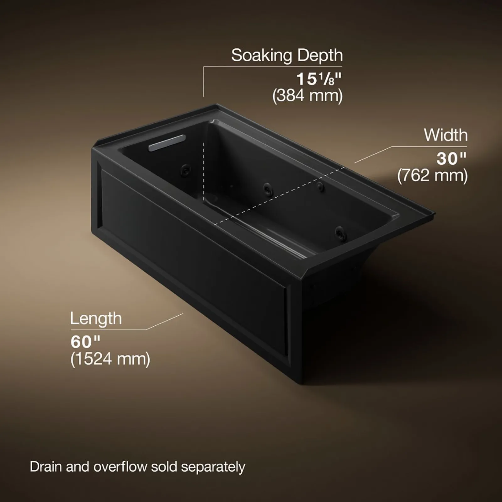 60" x 30" alcove Heated BubbleMassage™ air bath and whirlpool, left drain^Kohler Online