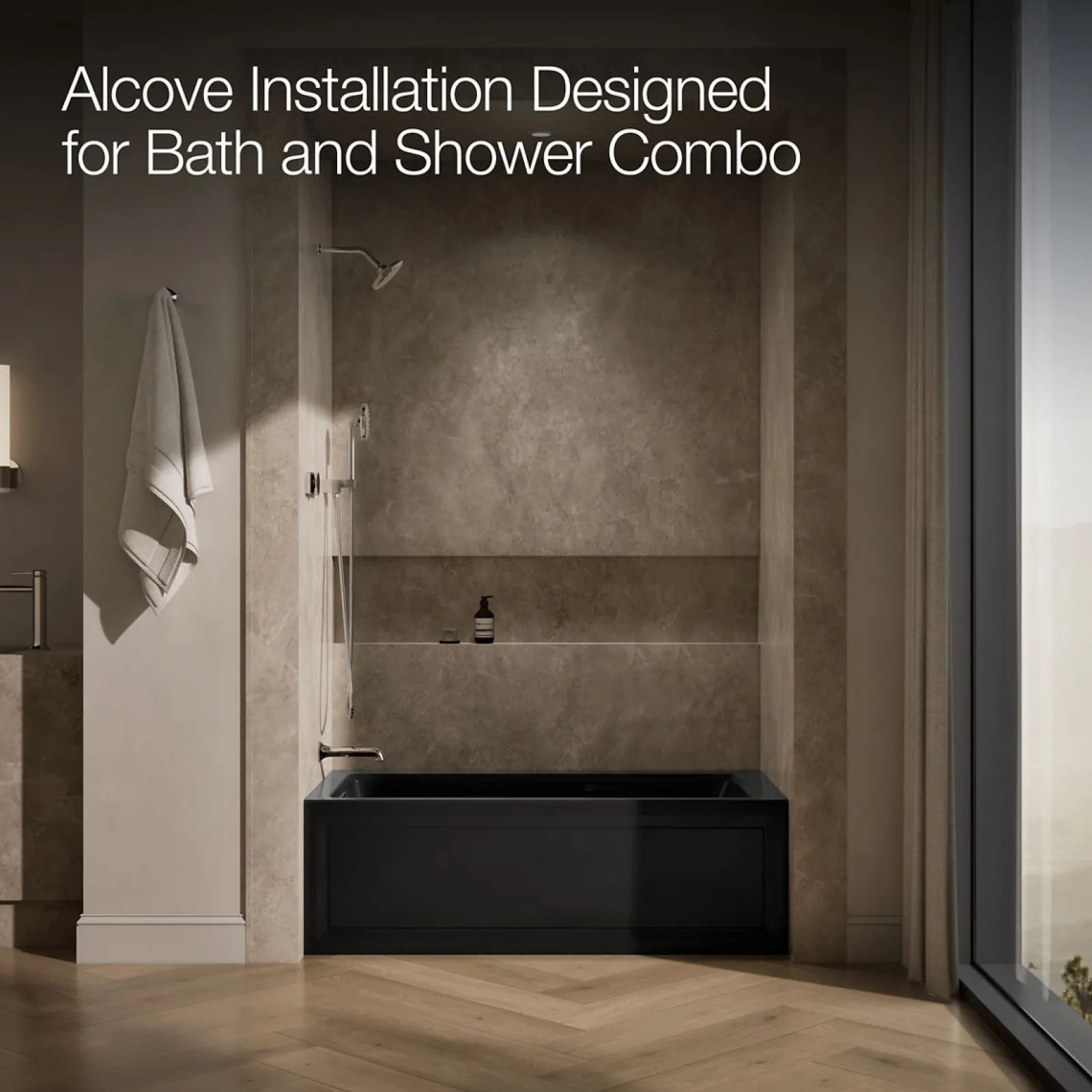60" x 30" alcove Heated BubbleMassage™ air bath and whirlpool, left drain^Kohler Online