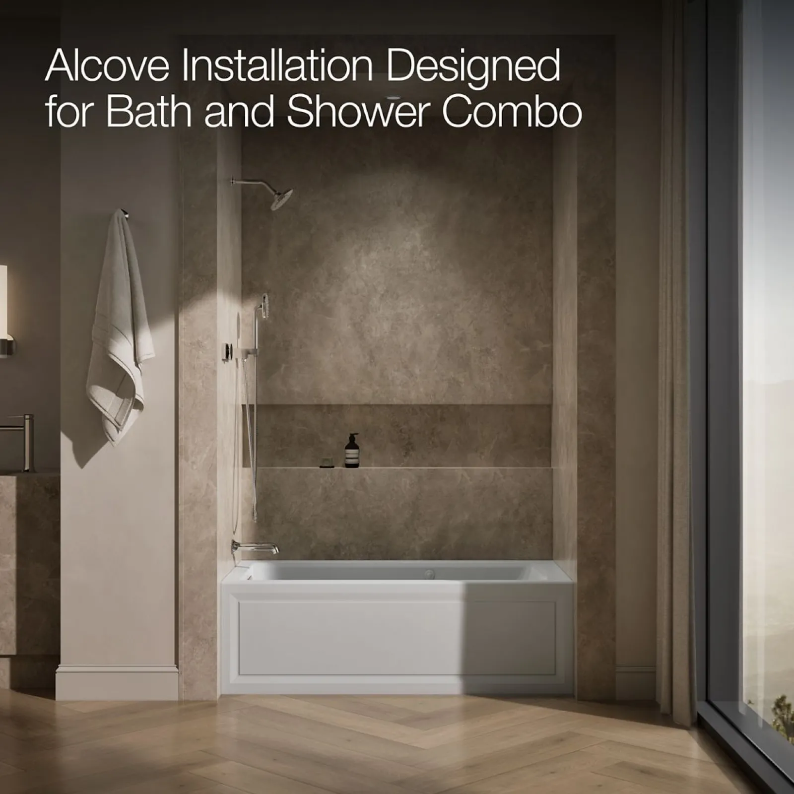 60" x 30" alcove Heated BubbleMassage™ air bath and whirlpool, left drain^Kohler Online