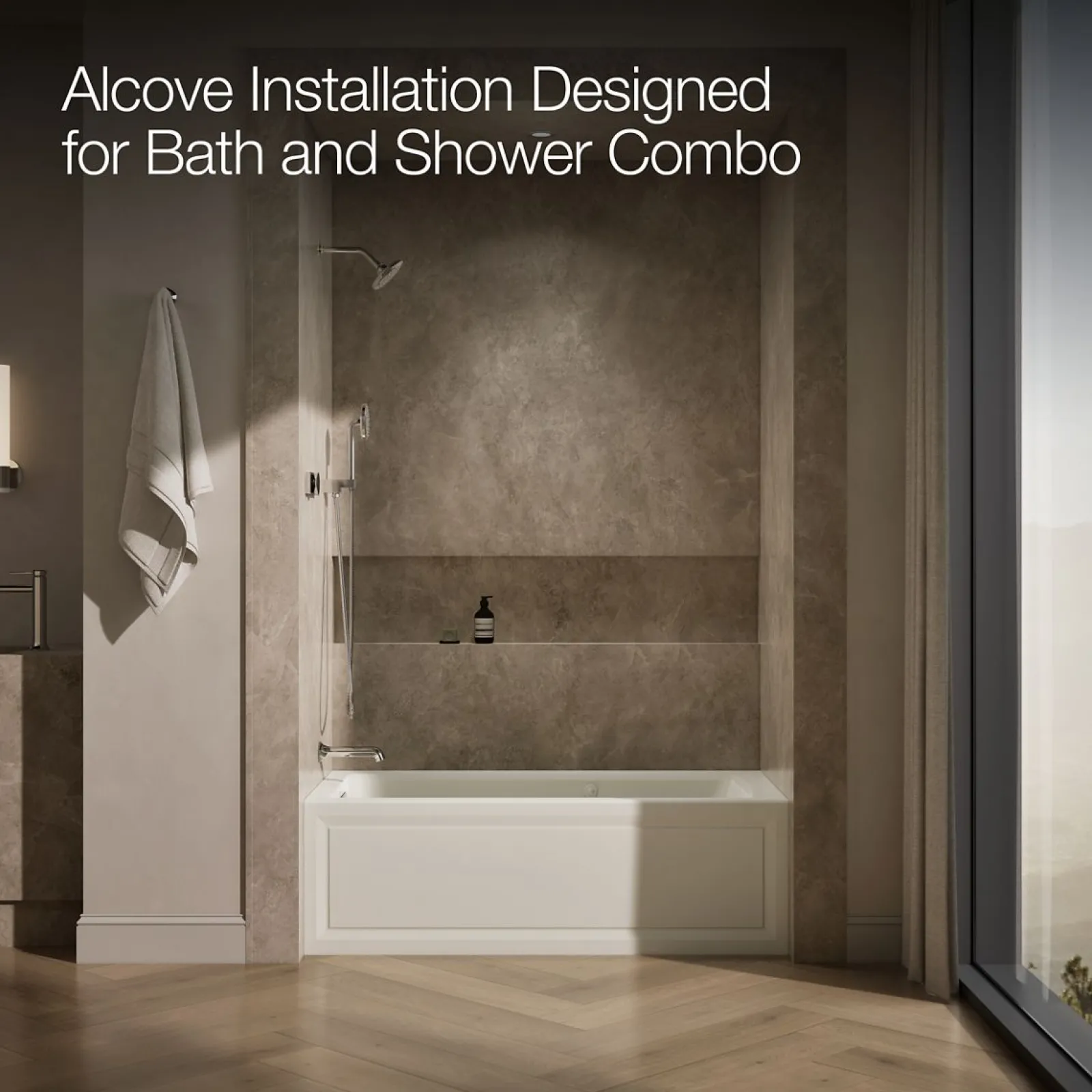 60" x 30" alcove Heated BubbleMassage™ air bath and whirlpool, left drain^Kohler Online