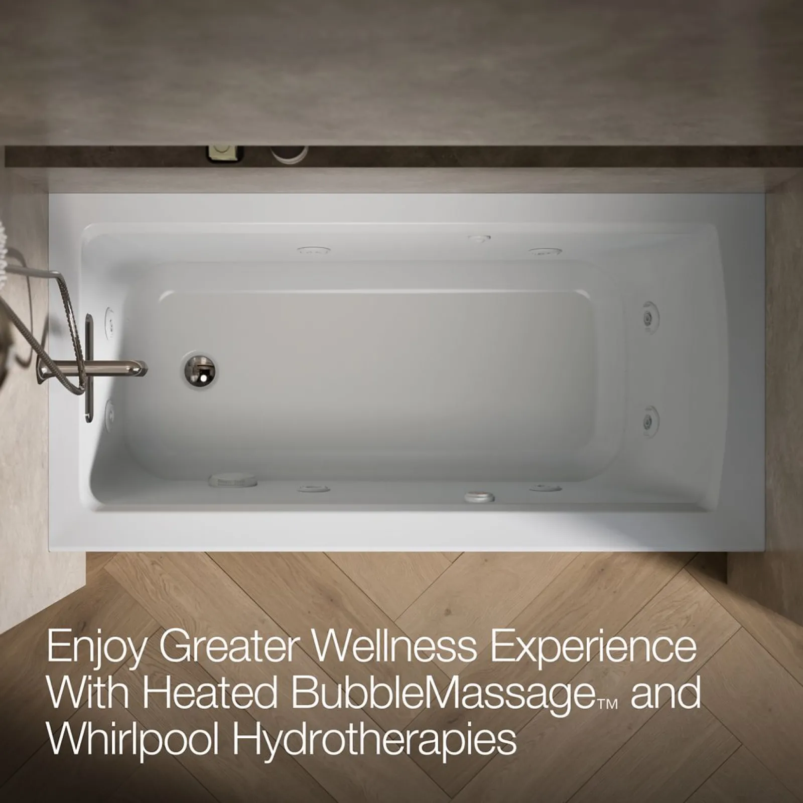 60" x 30" alcove Heated BubbleMassage™ air bath and whirlpool, left drain^Kohler Online