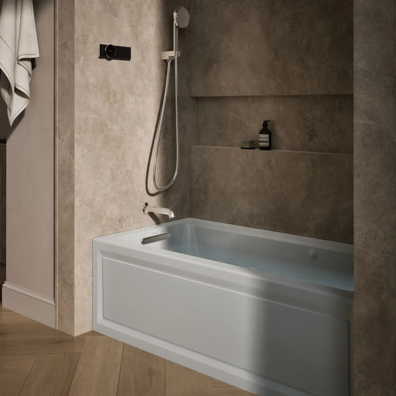 60" x 30" alcove Heated BubbleMassage™ air bath and whirlpool, left drain^Kohler Online