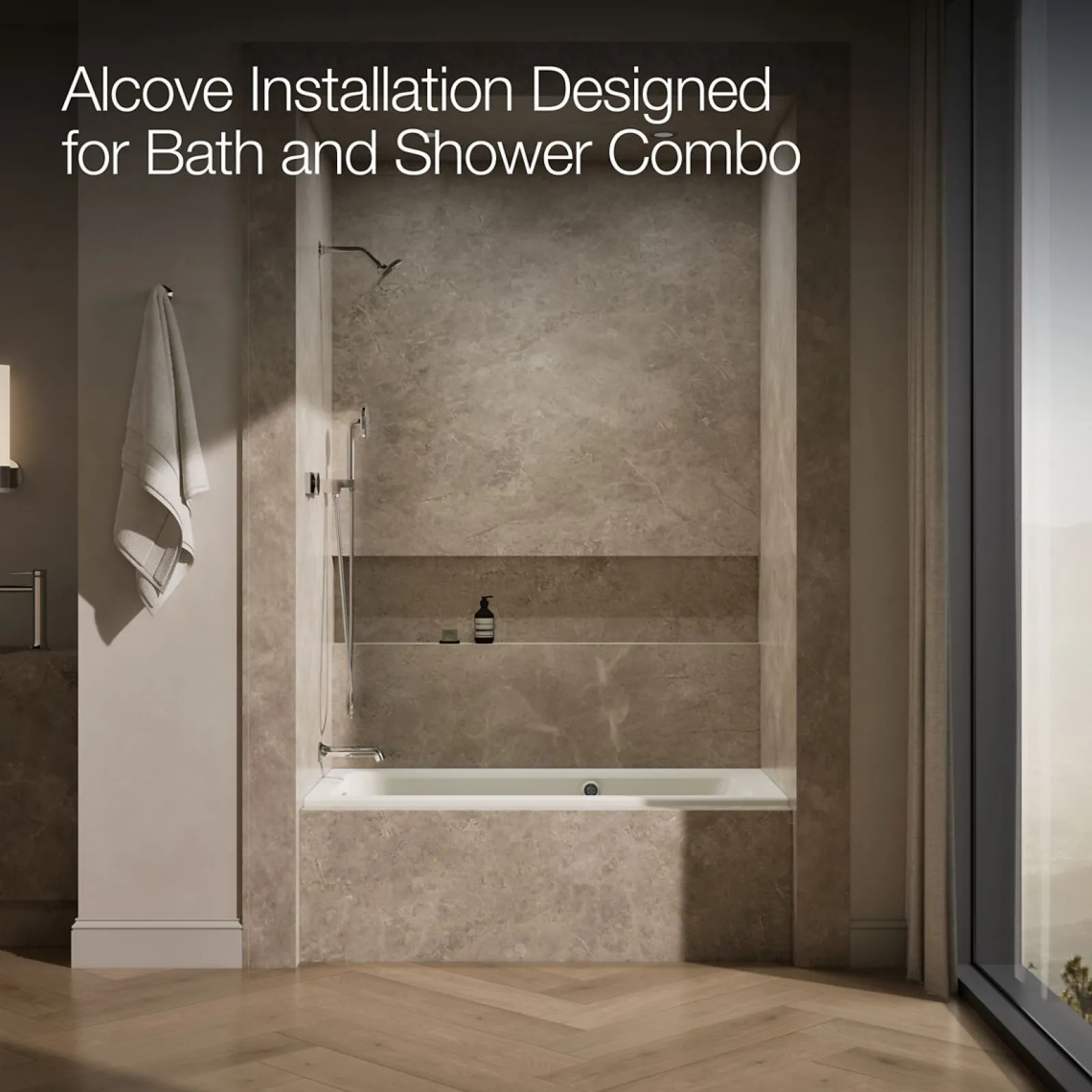 60" x 30" alcove Heated BubbleMassage™ air bath and whirlpool, left drain^Kohler Best