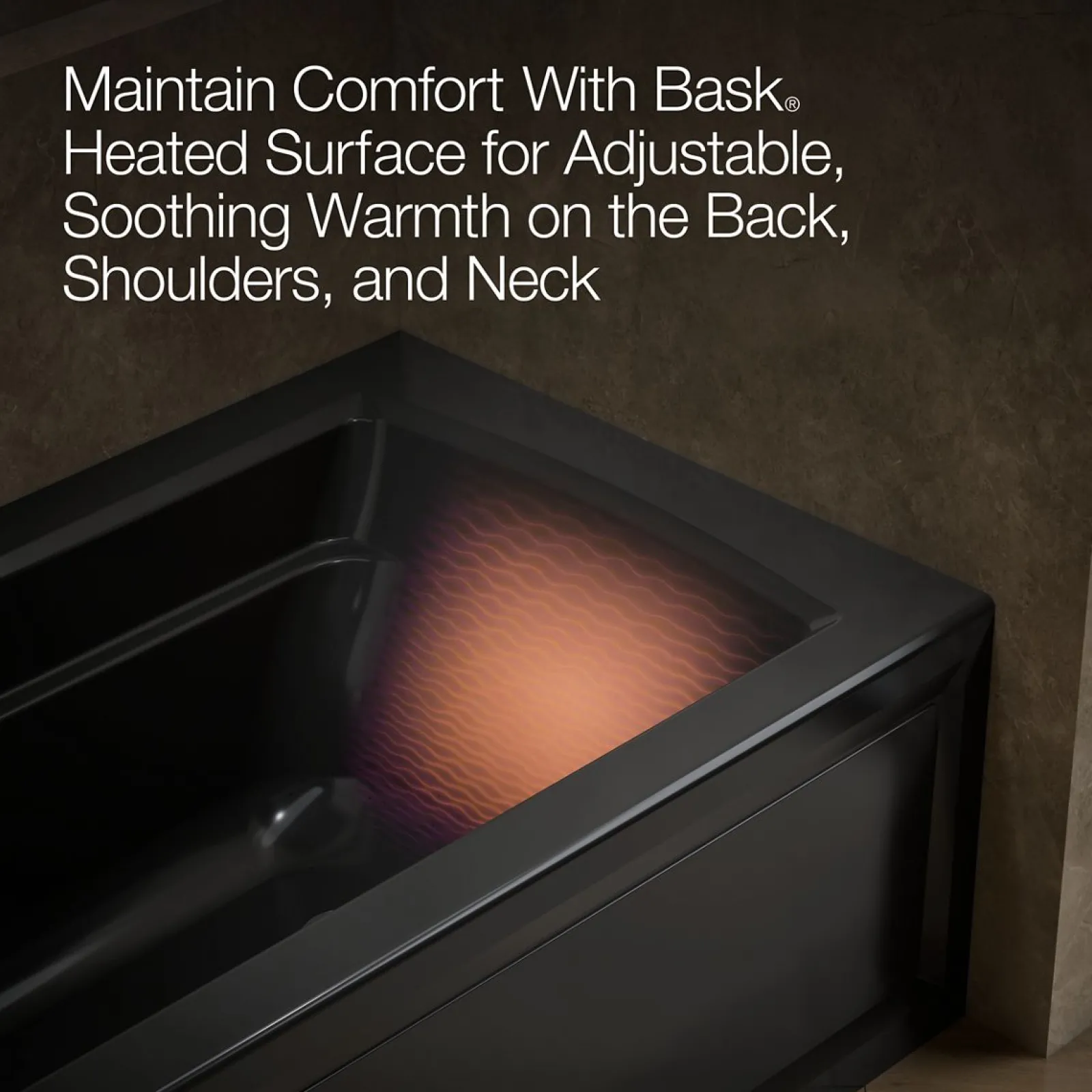 66" x 32" alcove Heated BubbleMassage™ air bath with Bask® heated surface, left drain^Kohler Online