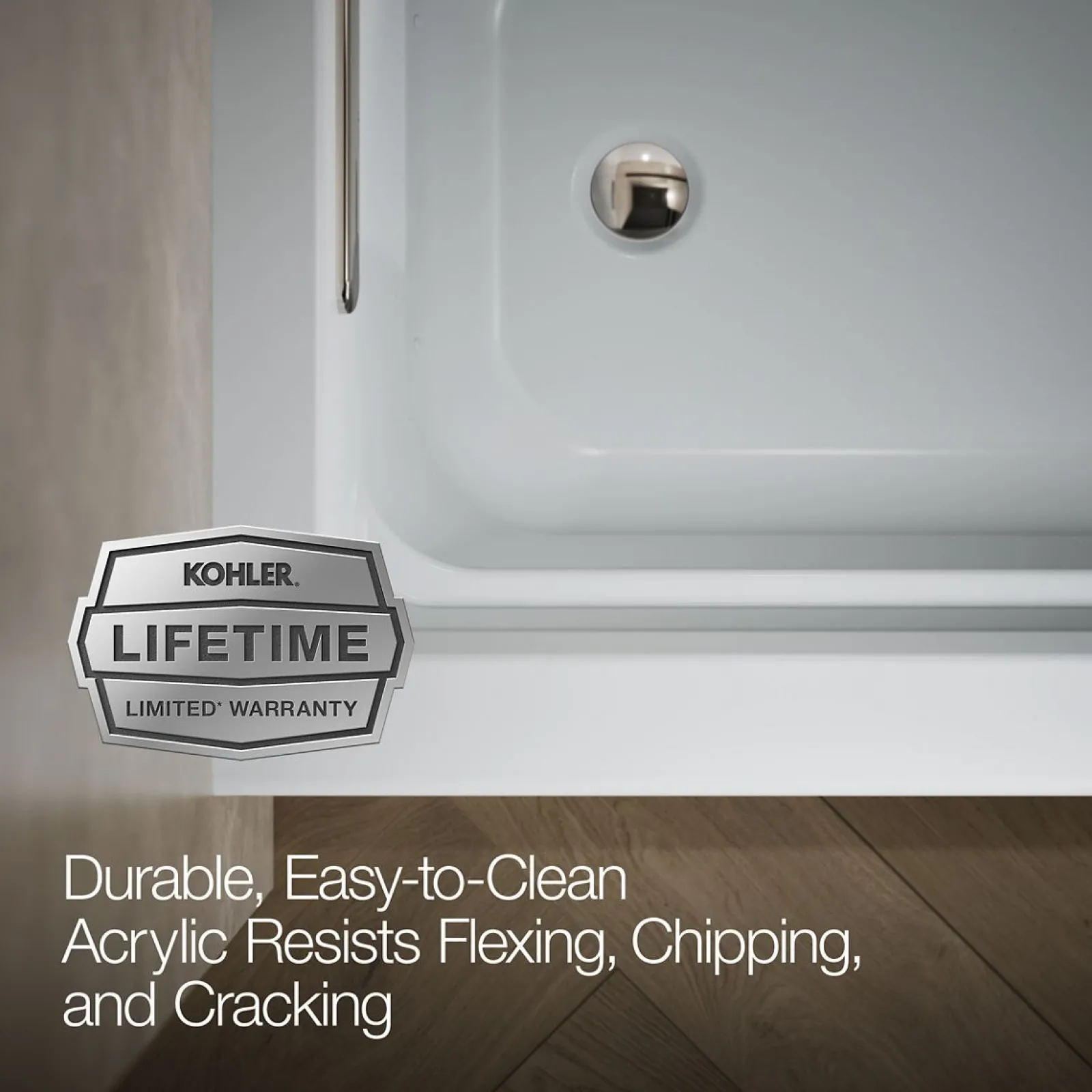 66" x 32" alcove Heated BubbleMassage™ air bath with Bask® heated surface, left drain^Kohler Online