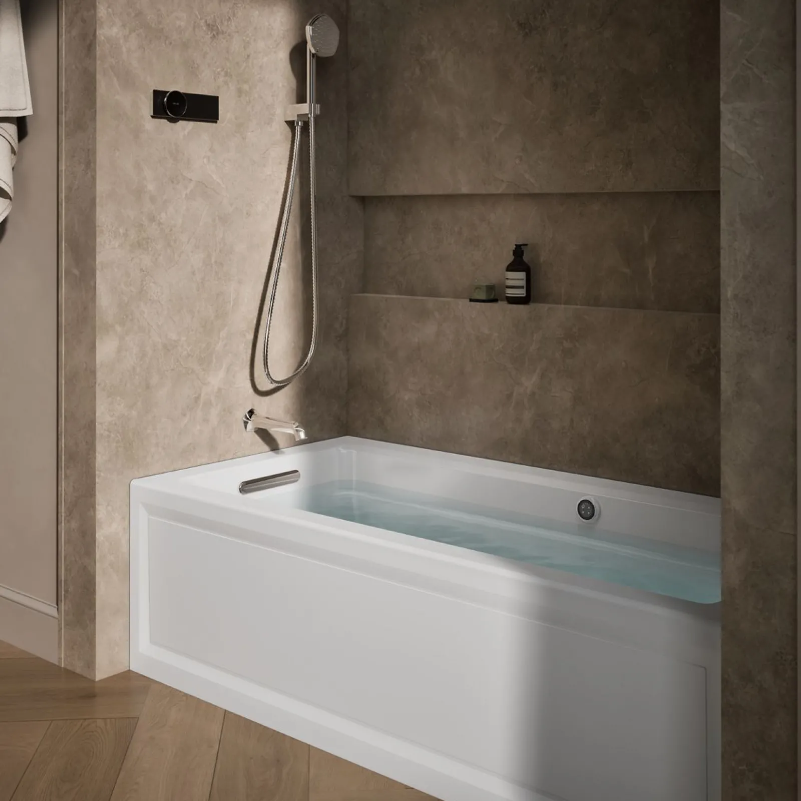 66" x 32" alcove Heated BubbleMassage™ air bath with Bask® heated surface, left drain^Kohler Online