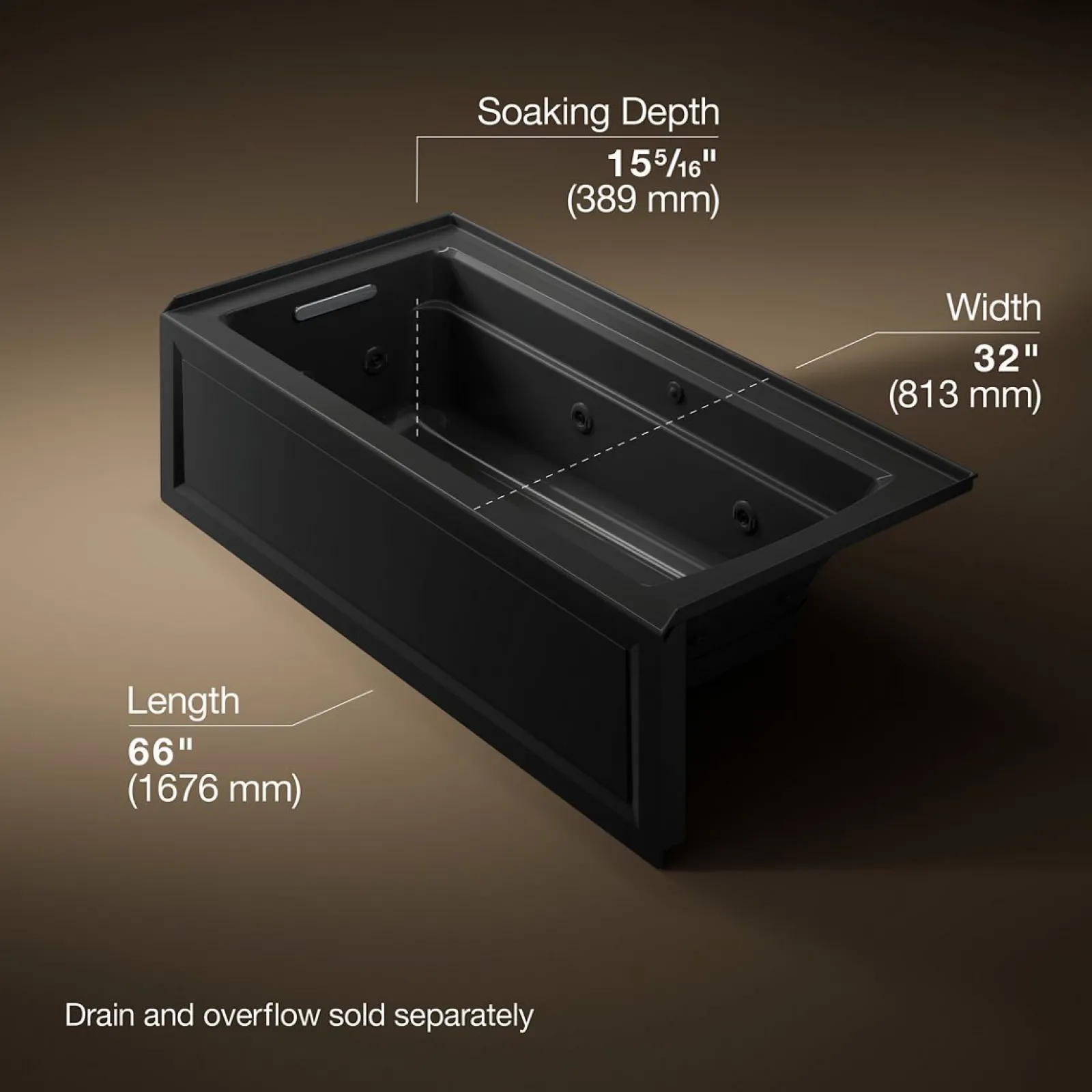 66" x 32" alcove Heated BubbleMassage™ air bath and whirlpool, left drain^Kohler Outlet