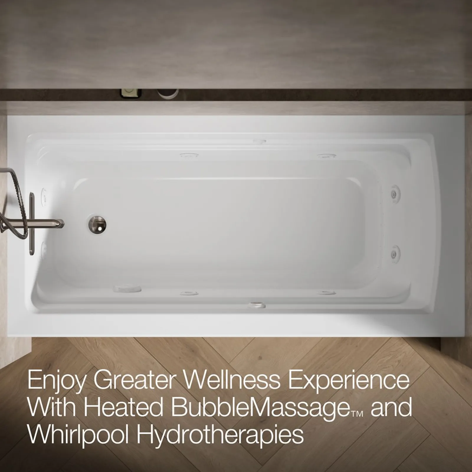 66" x 32" alcove Heated BubbleMassage™ air bath and whirlpool, left drain^Kohler Outlet