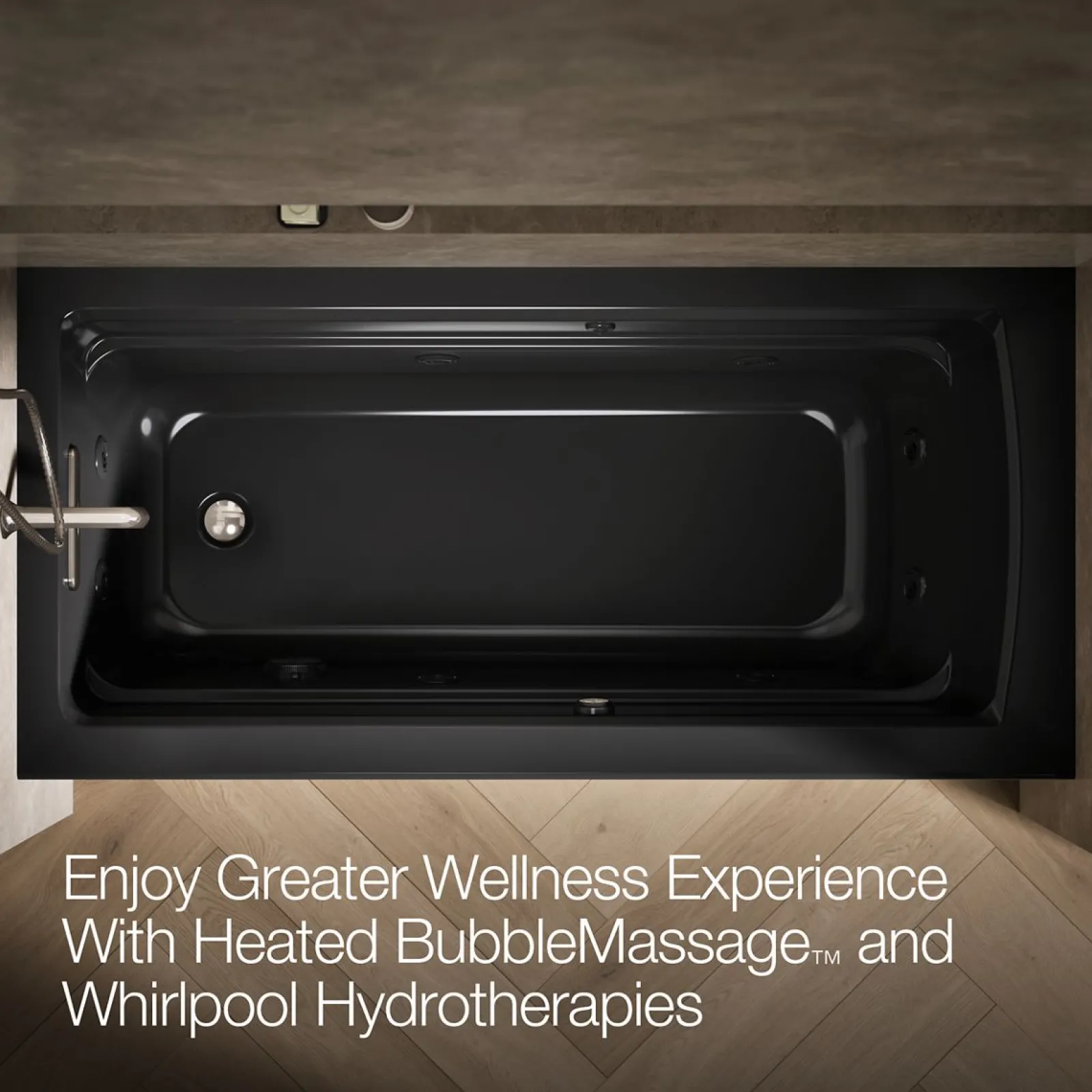 66" x 32" alcove Heated BubbleMassage™ air bath and whirlpool, left drain^Kohler Outlet