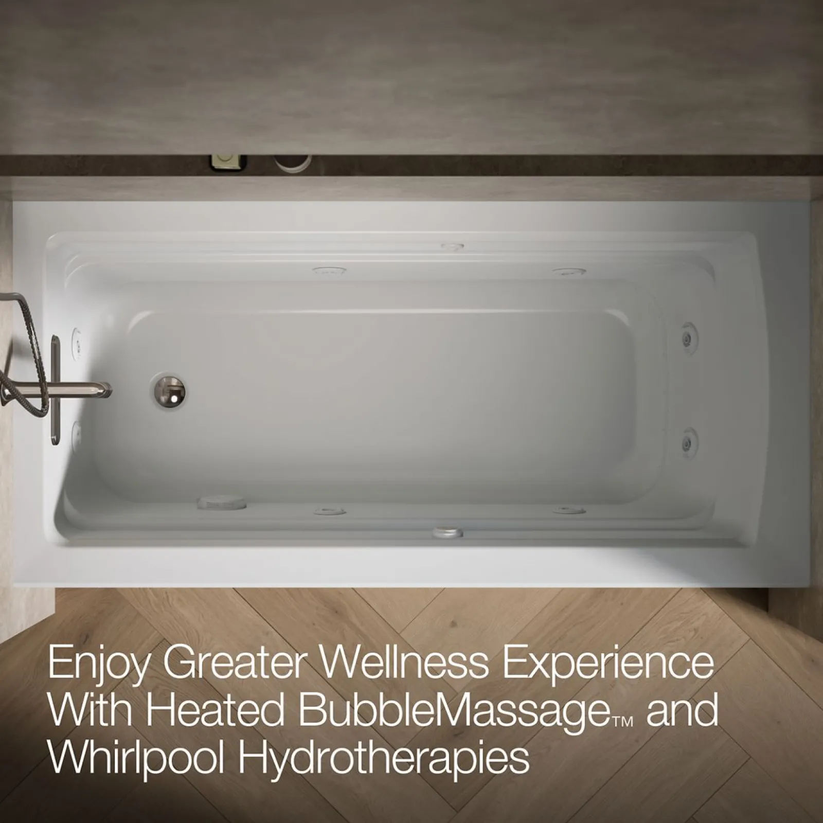66" x 32" alcove Heated BubbleMassage™ air bath and whirlpool, left drain^Kohler Outlet