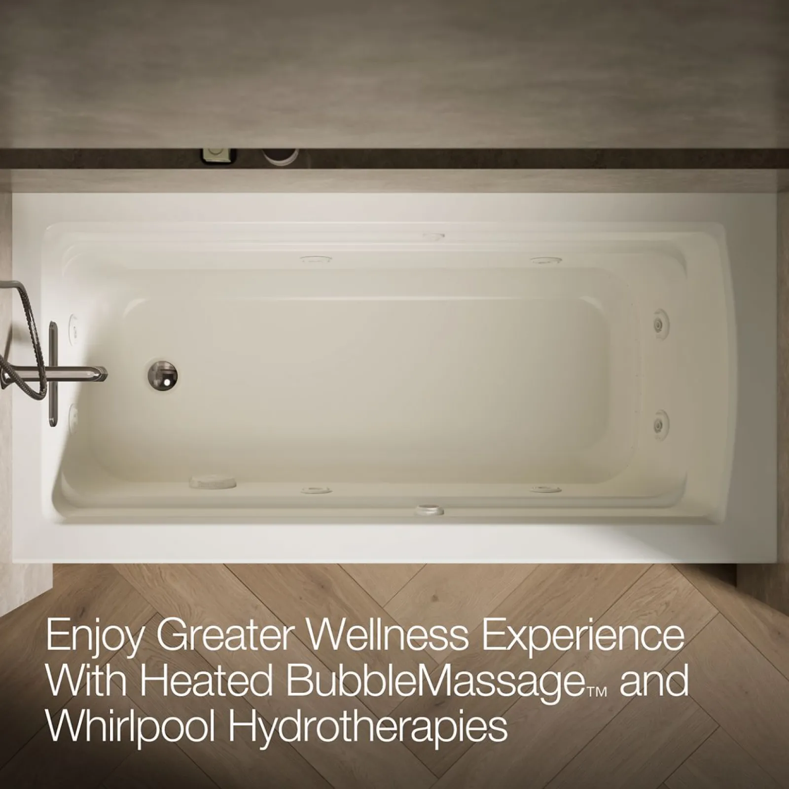 66" x 32" alcove Heated BubbleMassage™ air bath and whirlpool, left drain^Kohler Outlet