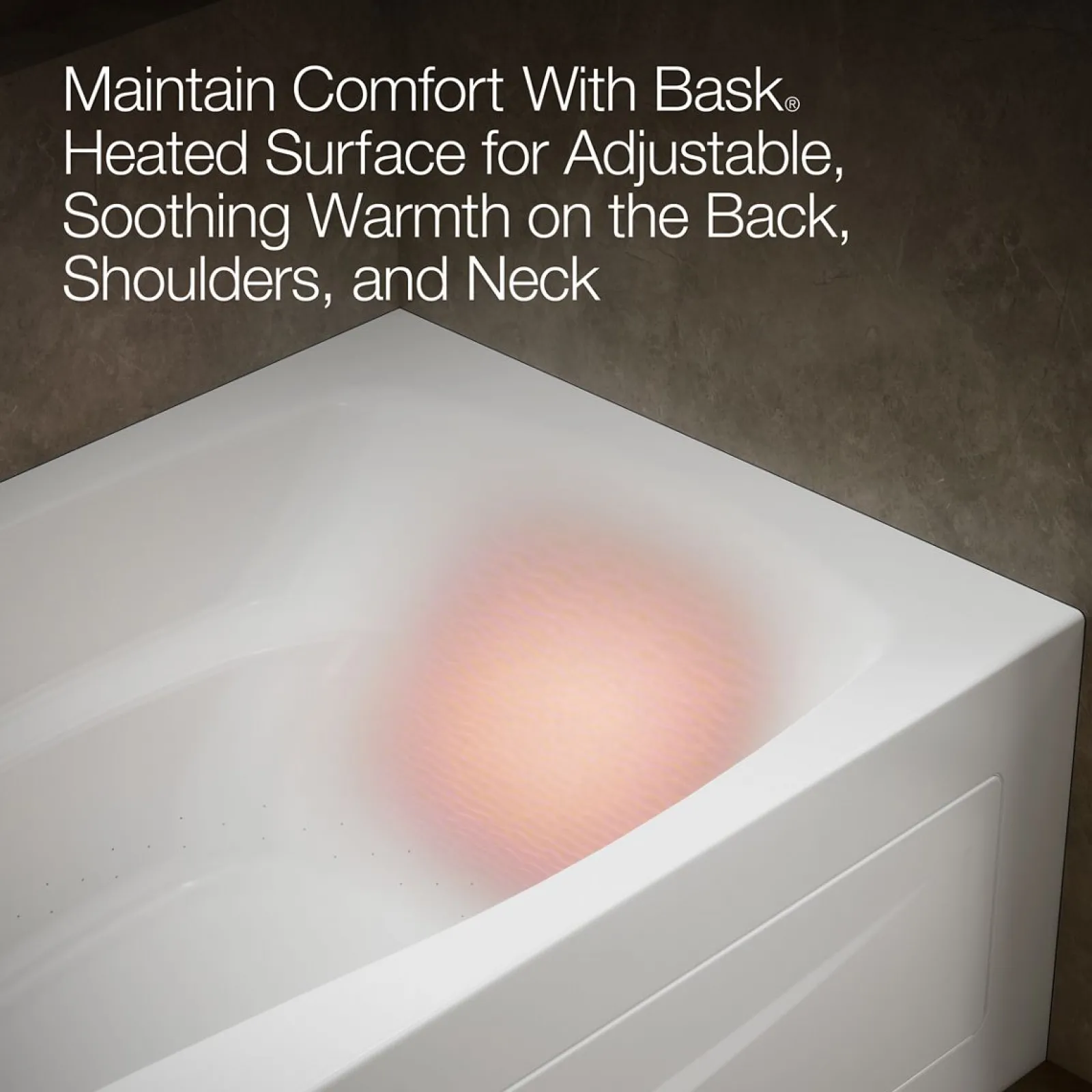 66" x 36" alcove Heated BubbleMassage™ air bath with Bask® heated surface, left drain^Kohler