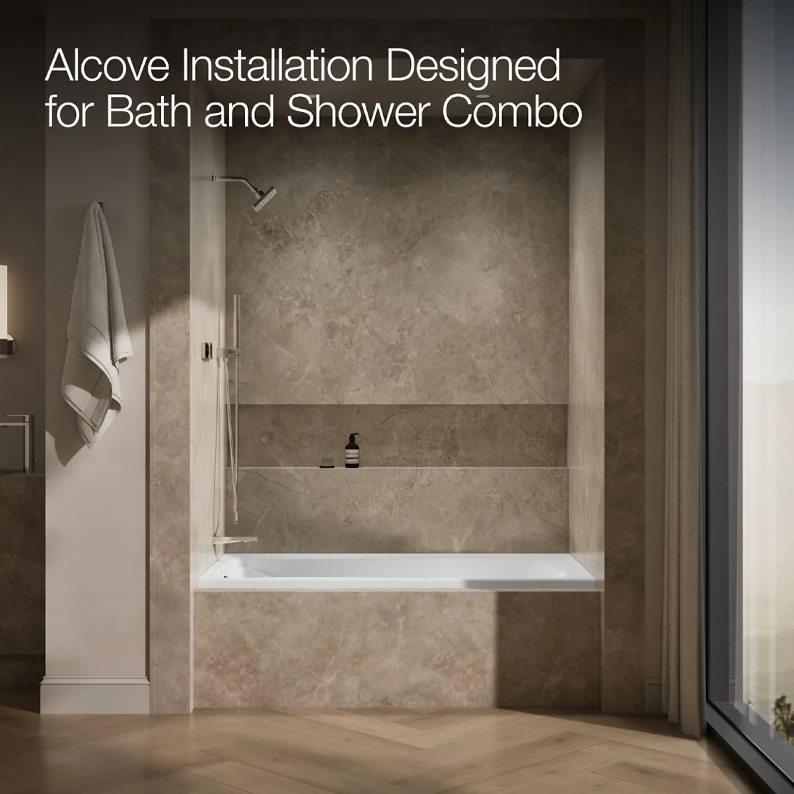 66" x 36" alcove Heated BubbleMassage™ air bath, left drain^Kohler New