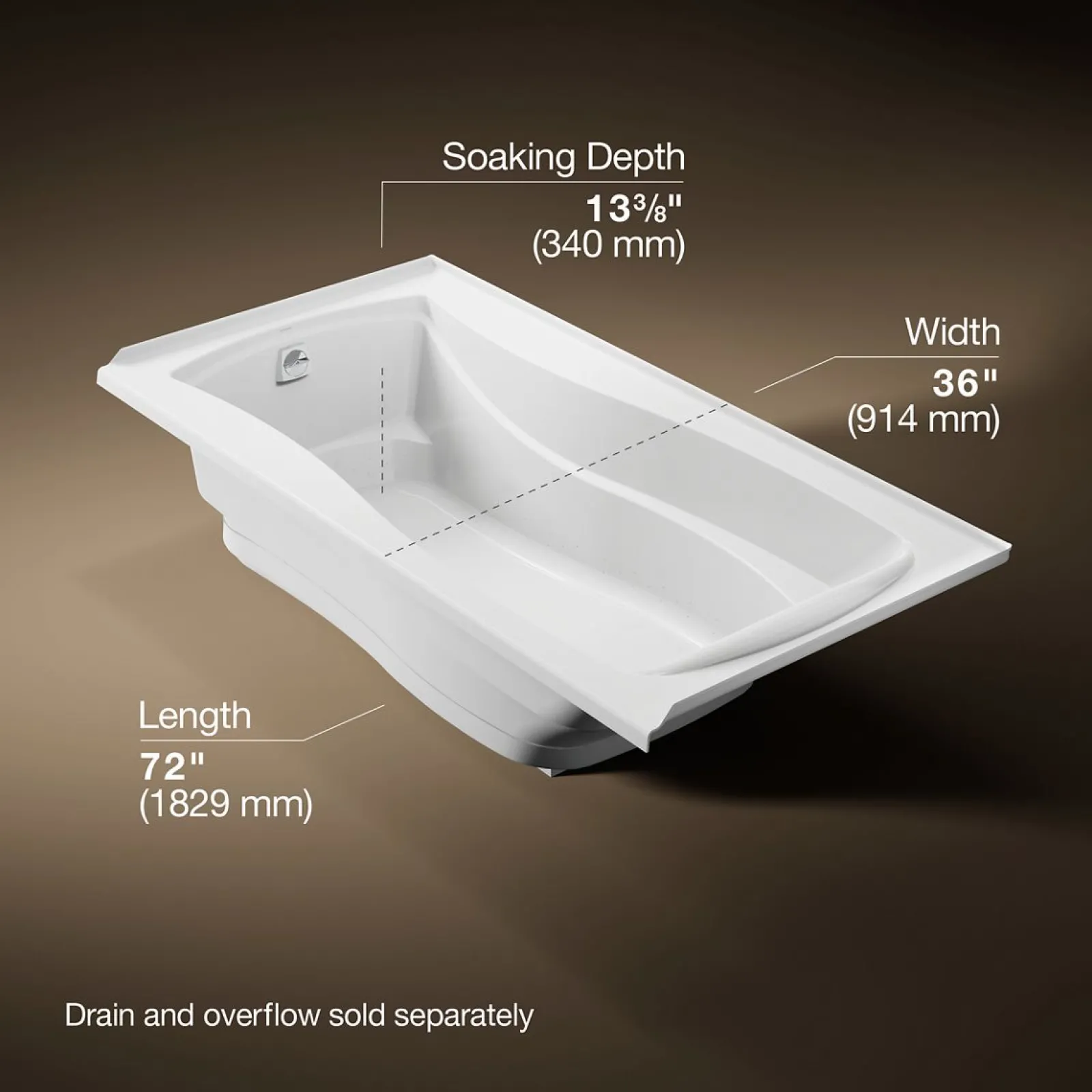 72" x 36" alcove Heated BubbleMassage™ air bath, left drain^Kohler Clearance