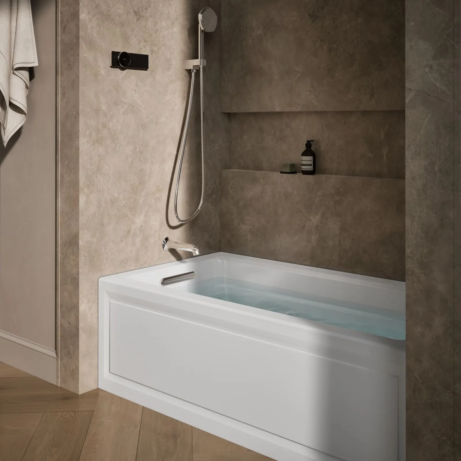 60" x 32" alcove heated whirlpool bath, left drain^Kohler Hot