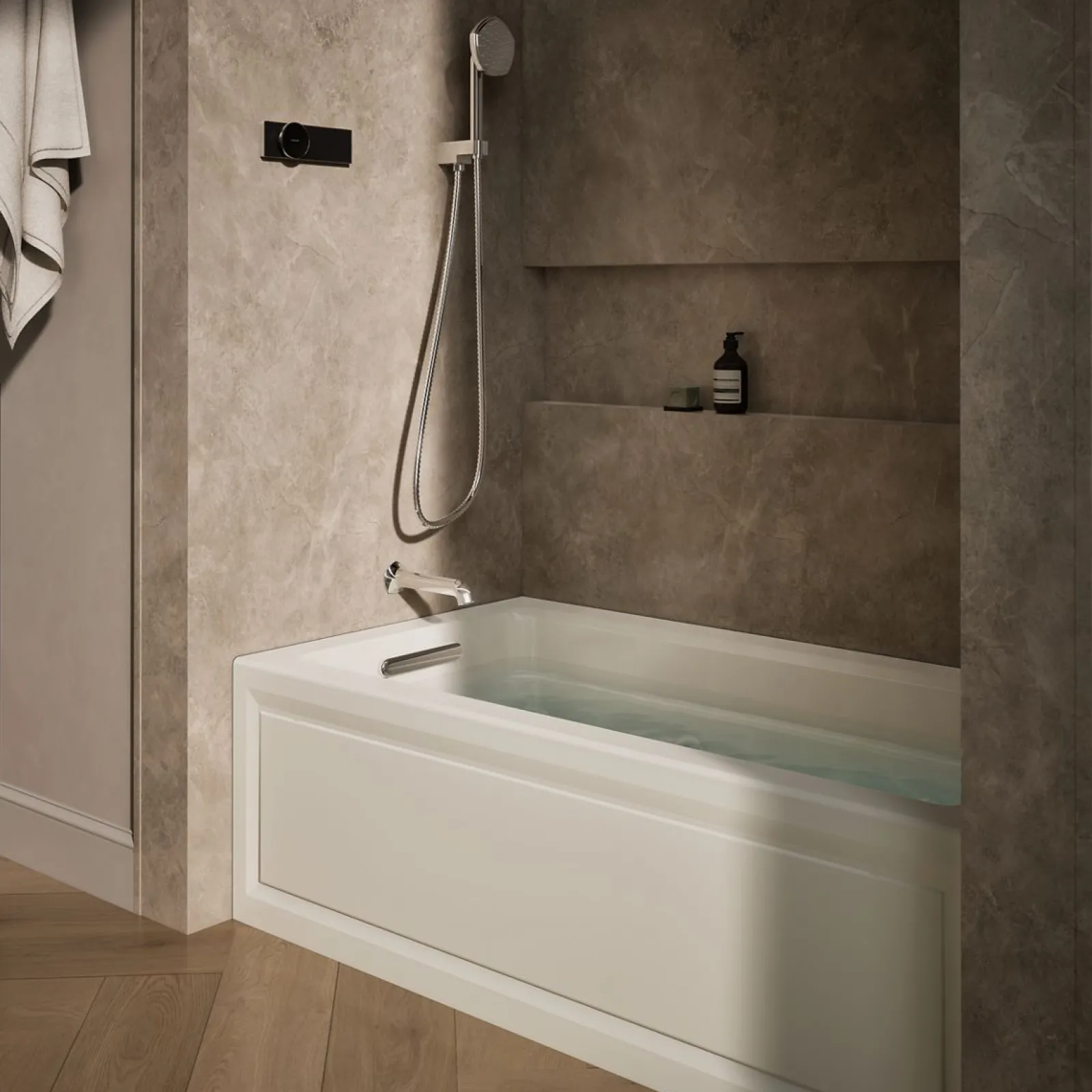 60" x 32" alcove heated whirlpool bath, left drain^Kohler Hot