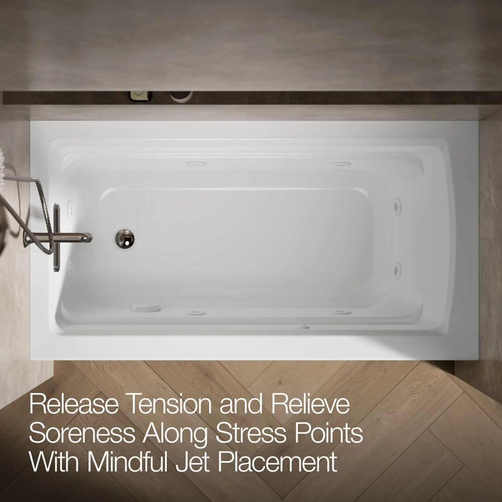 60" x 32" alcove heated whirlpool bath, left drain^Kohler Hot