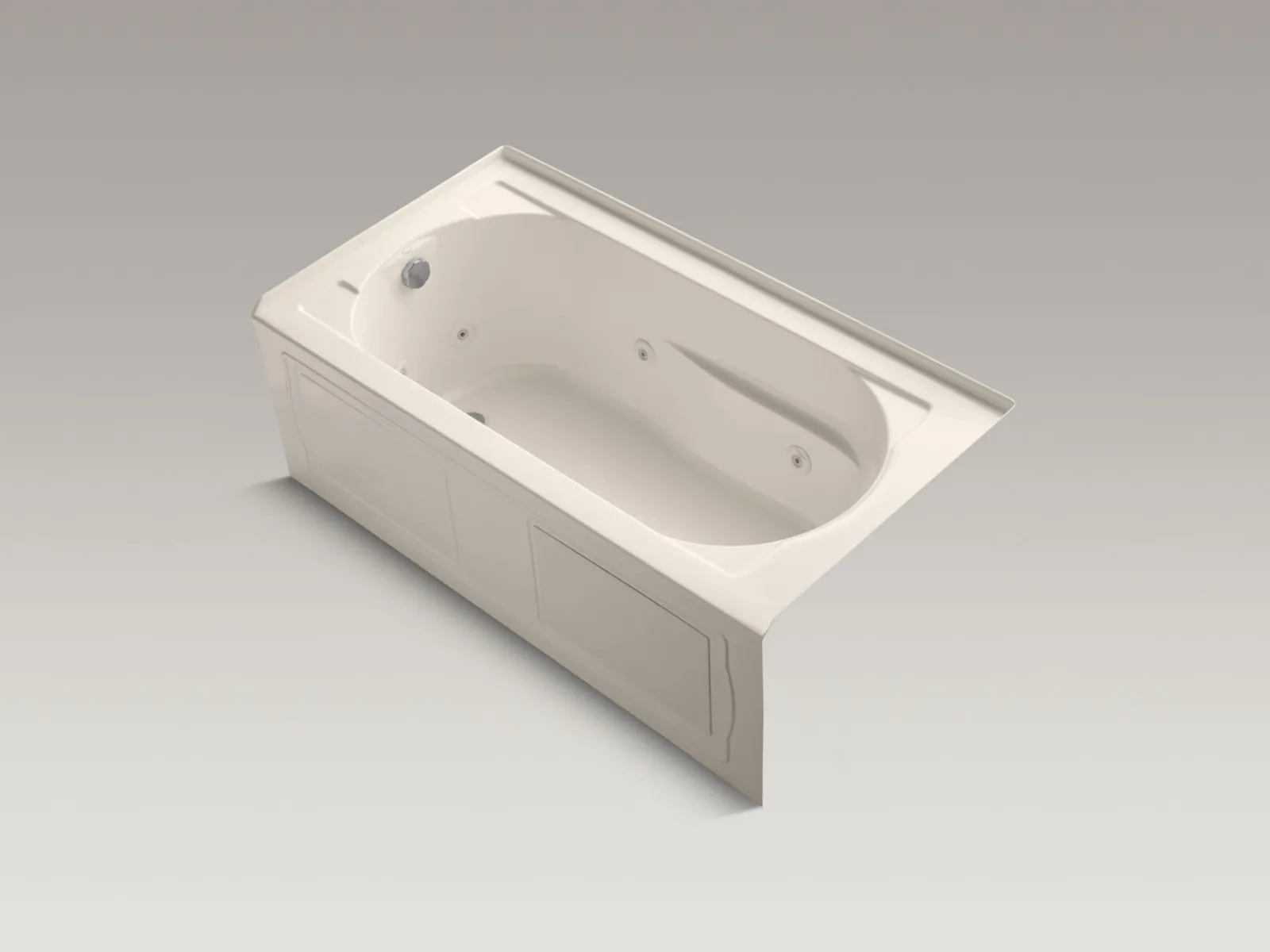 60" x 32" alcove heated whirlpool bath, left drain^Kohler Hot