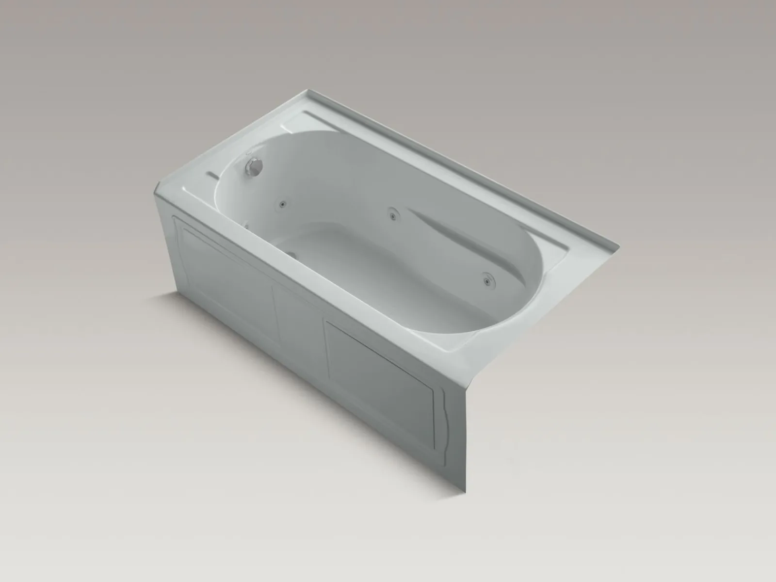 60" x 32" alcove heated whirlpool bath, left drain^Kohler Hot