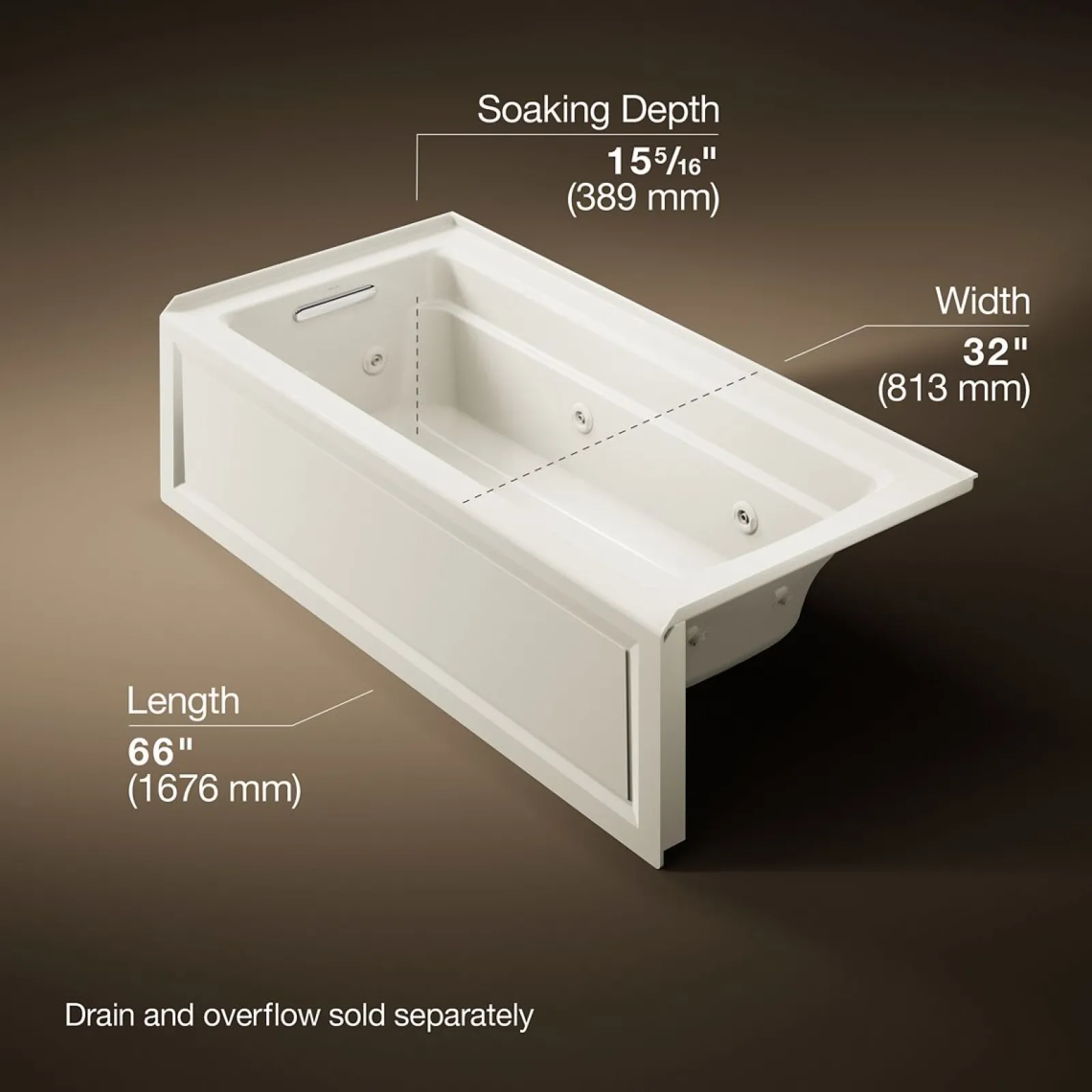 66" x 32" alcove heated whirlpool, left hand^Kohler Clearance