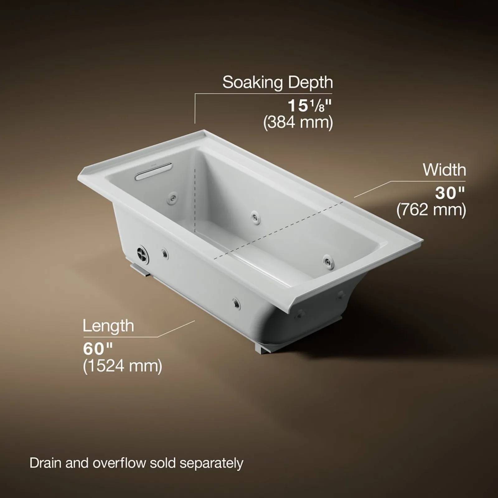 60" x 30" alcove whirlpool bath, left drain^Kohler Sale