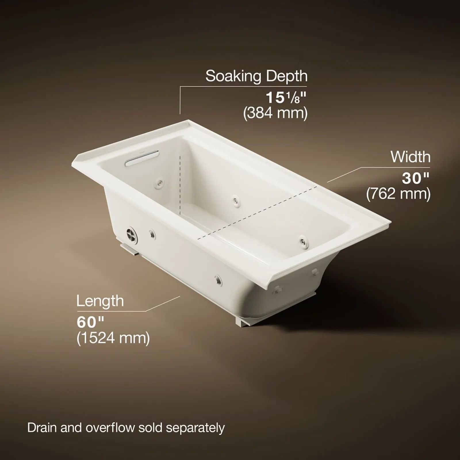 60" x 30" alcove whirlpool bath, left drain^Kohler Sale