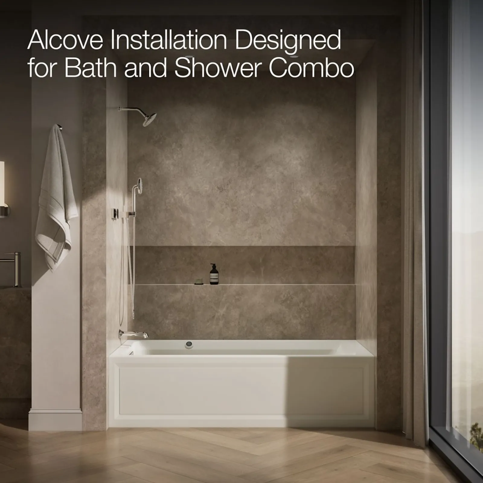 72" x 36" alcove whirlpool bath with Bask® heated surface, left drain^Kohler