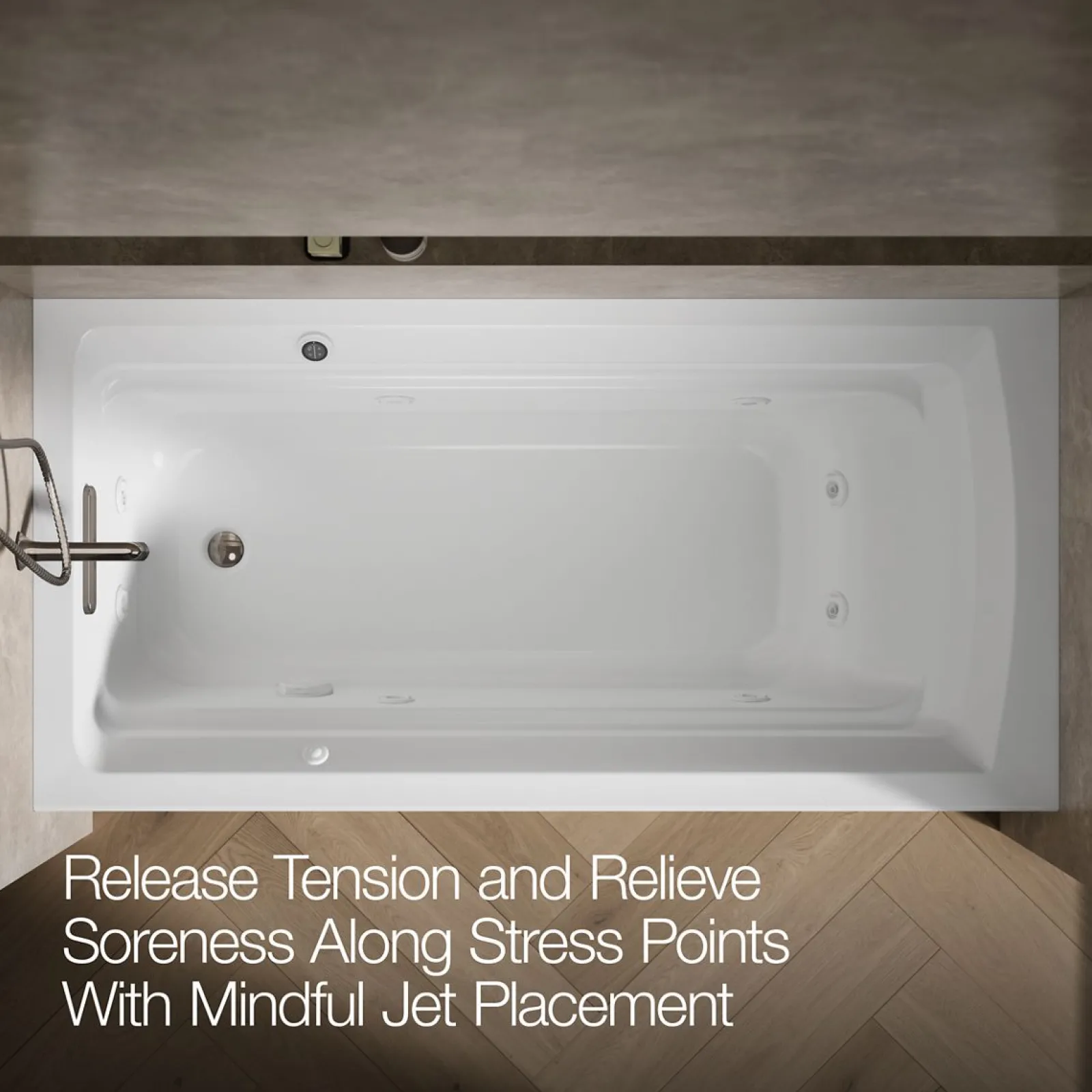 72" x 36" alcove whirlpool bath with Bask® heated surface, left drain^Kohler