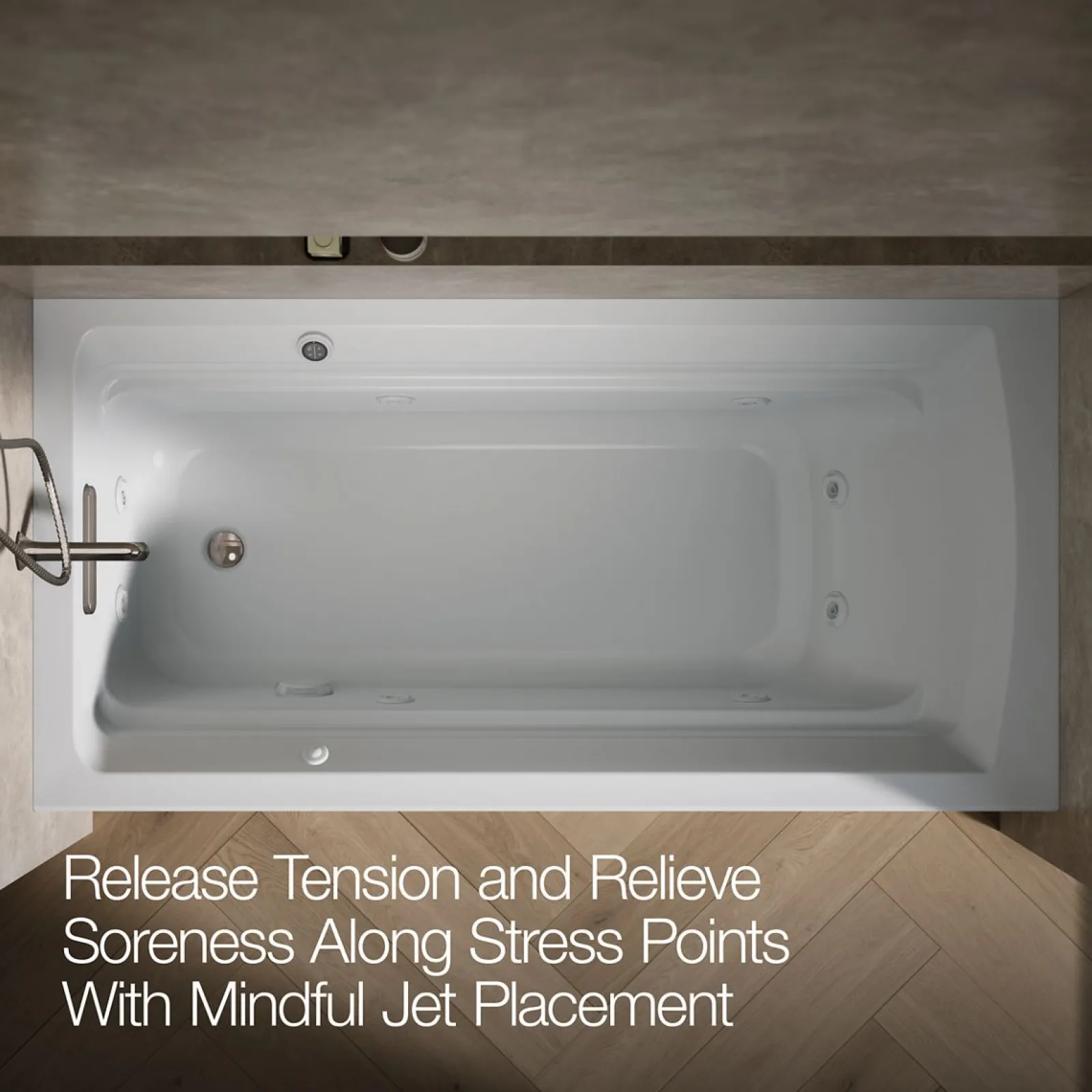 72" x 36" alcove whirlpool bath with Bask® heated surface, left drain^Kohler