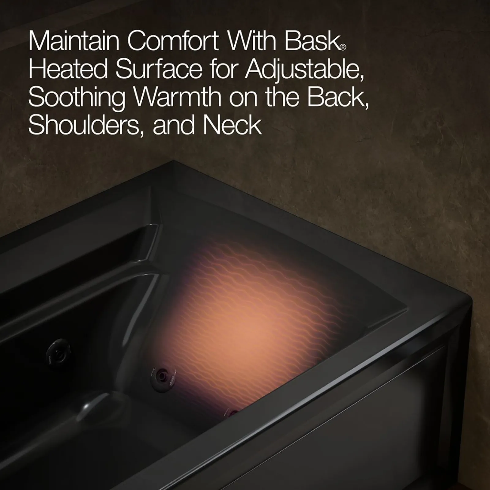 72" x 36" alcove whirlpool bath with Bask® heated surface, left drain^Kohler