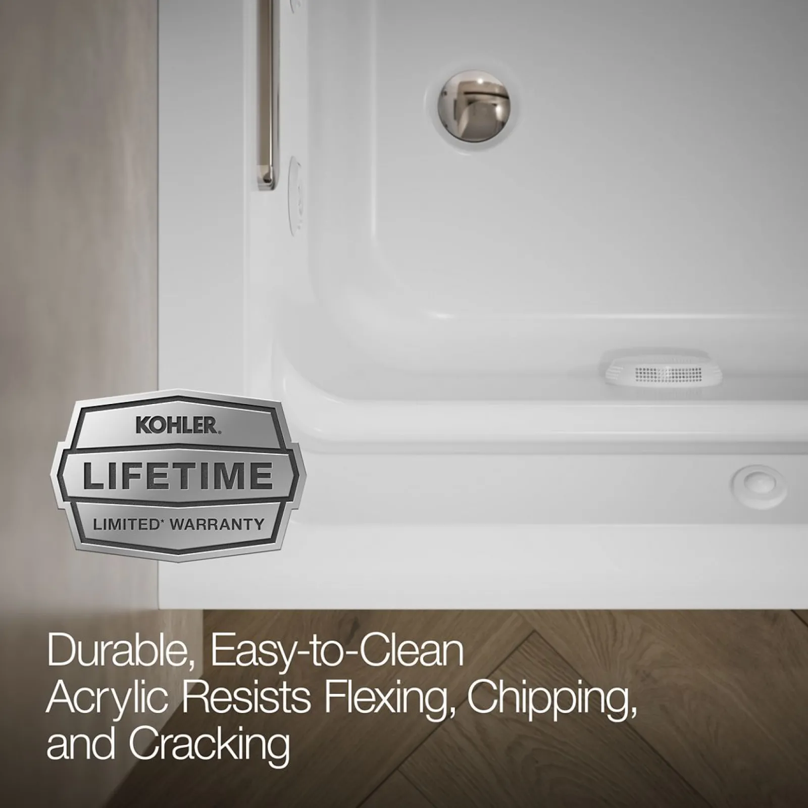 72" x 36" alcove whirlpool bath with Bask® heated surface, left drain^Kohler