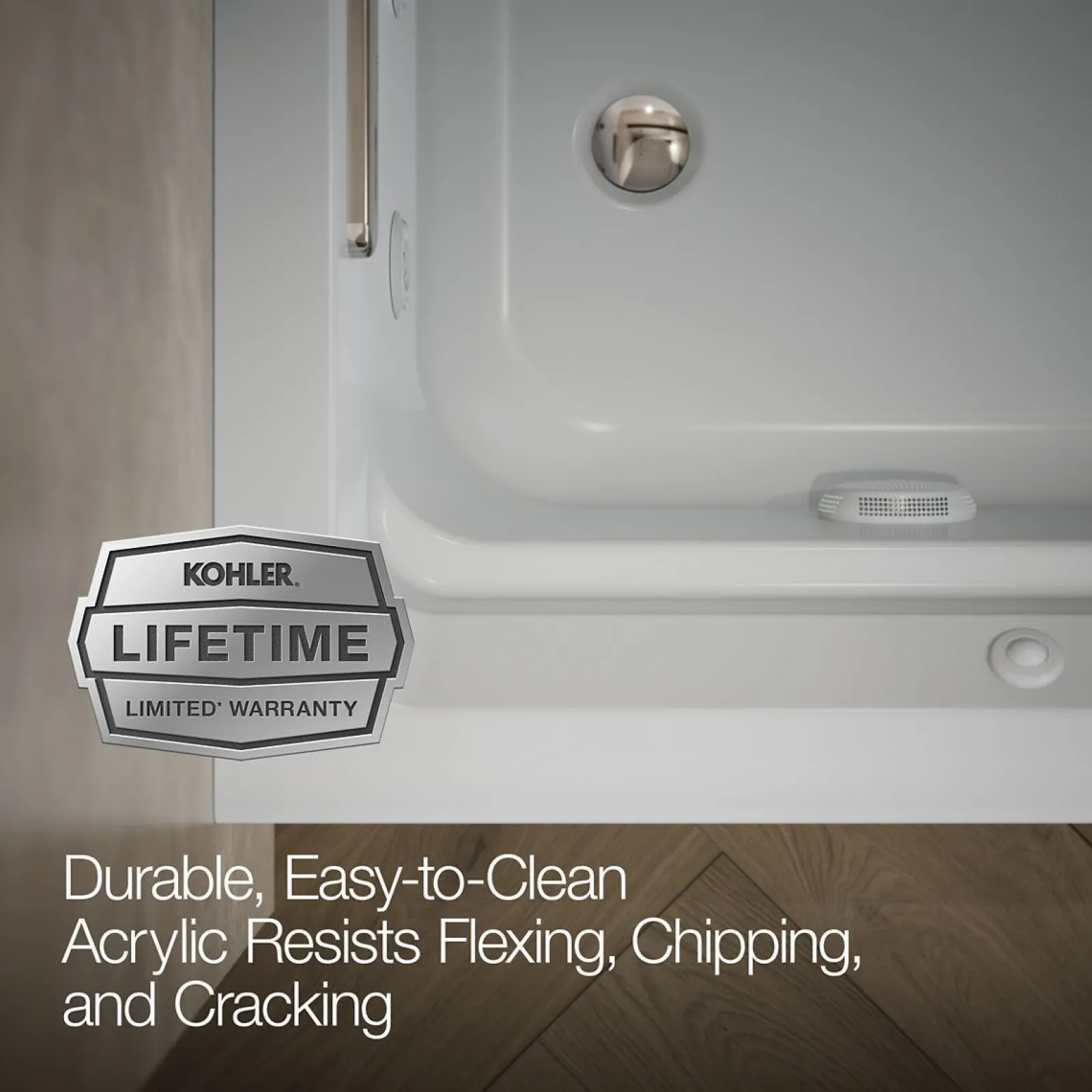 72" x 36" alcove whirlpool bath with Bask® heated surface, left drain^Kohler