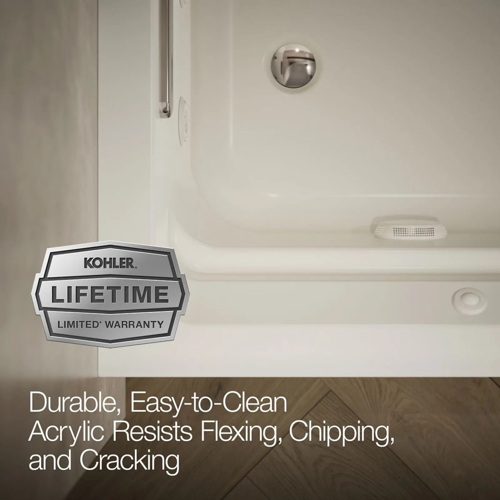 72" x 36" alcove whirlpool bath with Bask® heated surface, left drain^Kohler