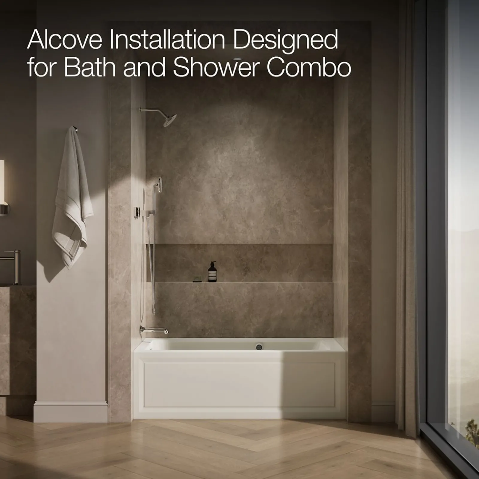 60" x 30" alcove whirlpool bath with Bask® heated surface, left drain^Kohler Best