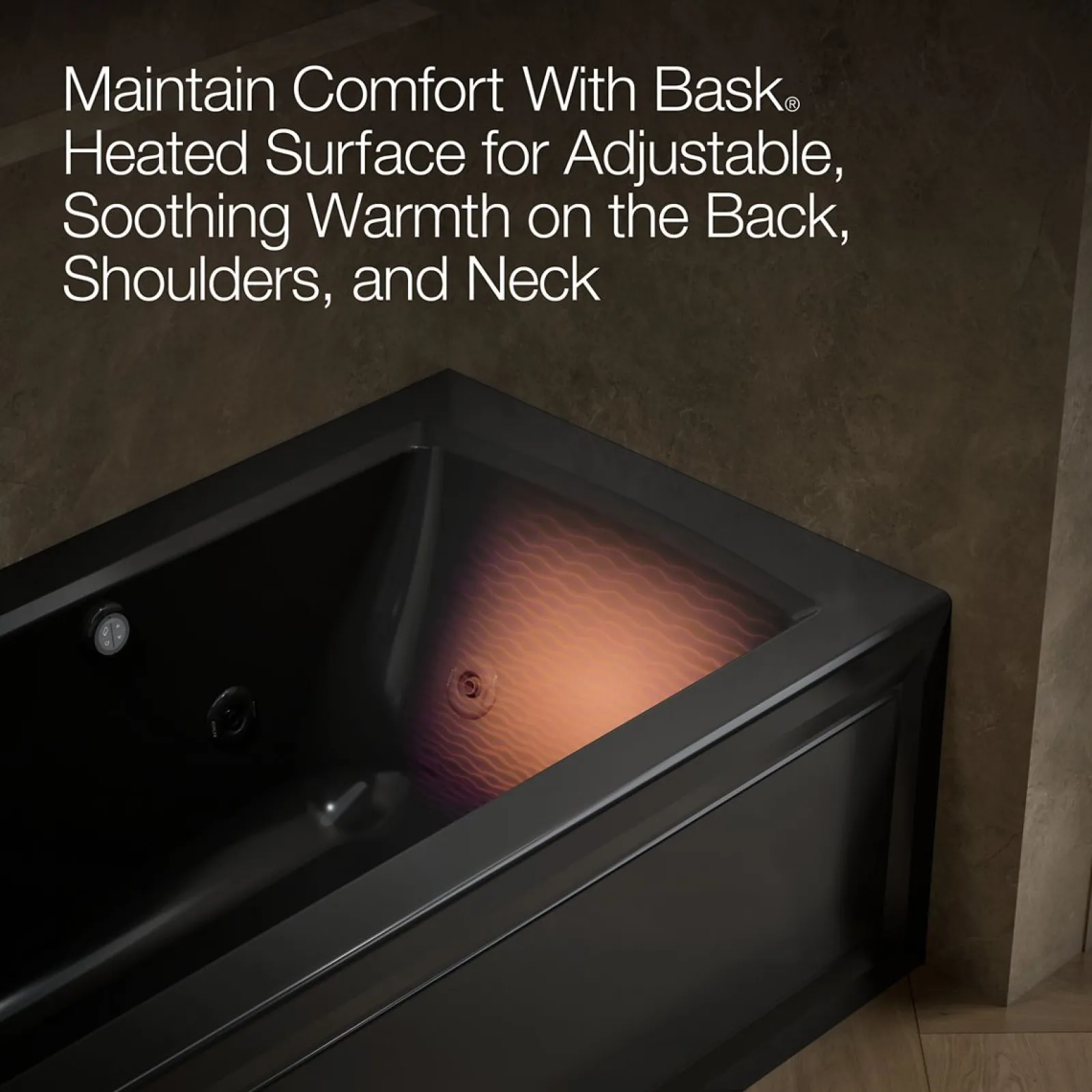 60" x 30" alcove whirlpool bath with Bask® heated surface, left drain^Kohler Best