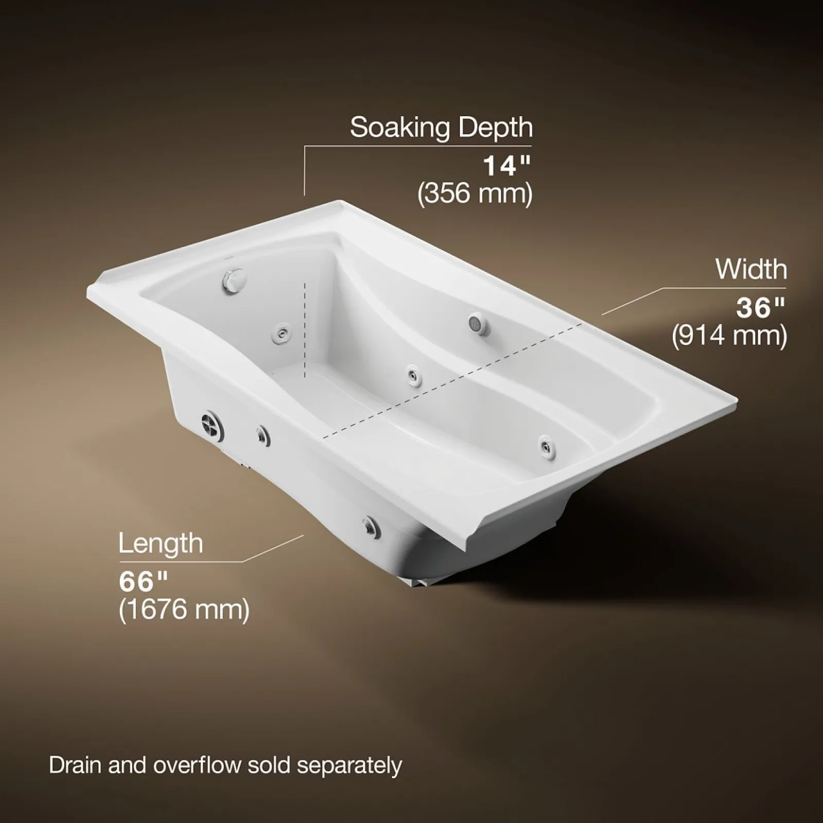 66" x 36" alcove whirlpool bath with Bask® heated surface, left drain^Kohler Sale