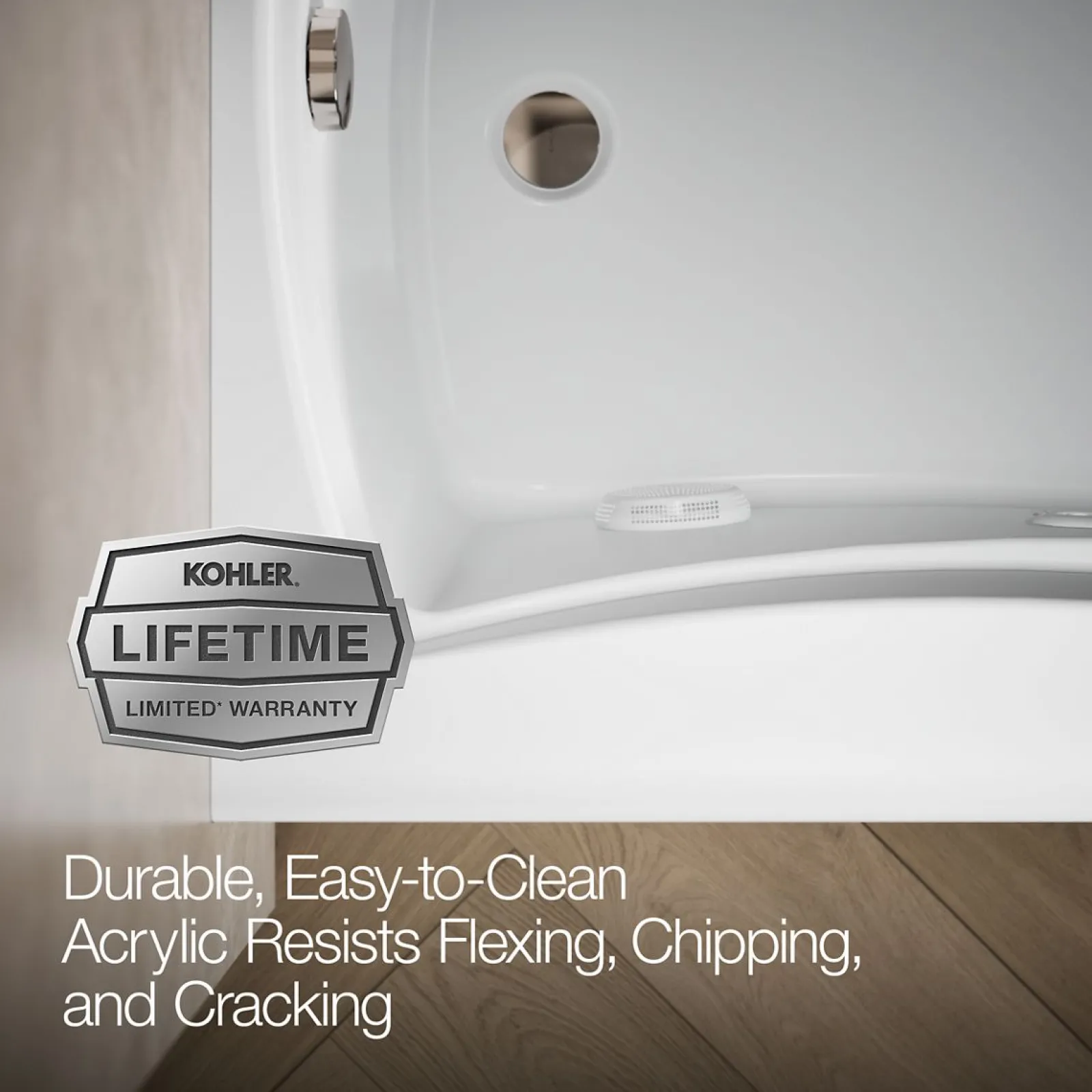 60" x 36" alcove whirlpool bath with Bask® heated surface, left drain^Kohler Discount