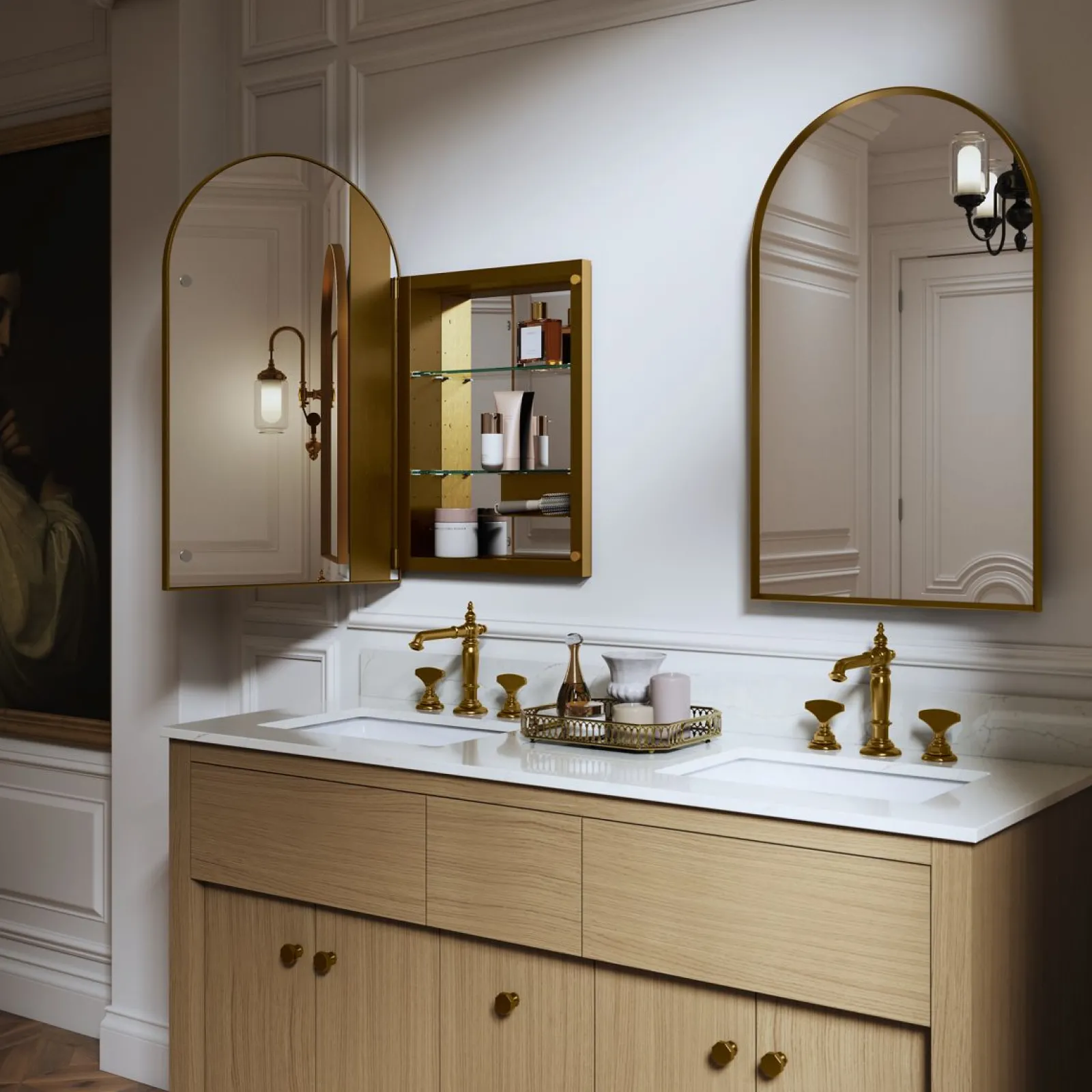 20" x 34" arched framed medicine cabinet, left-hinged^Kohler Hot