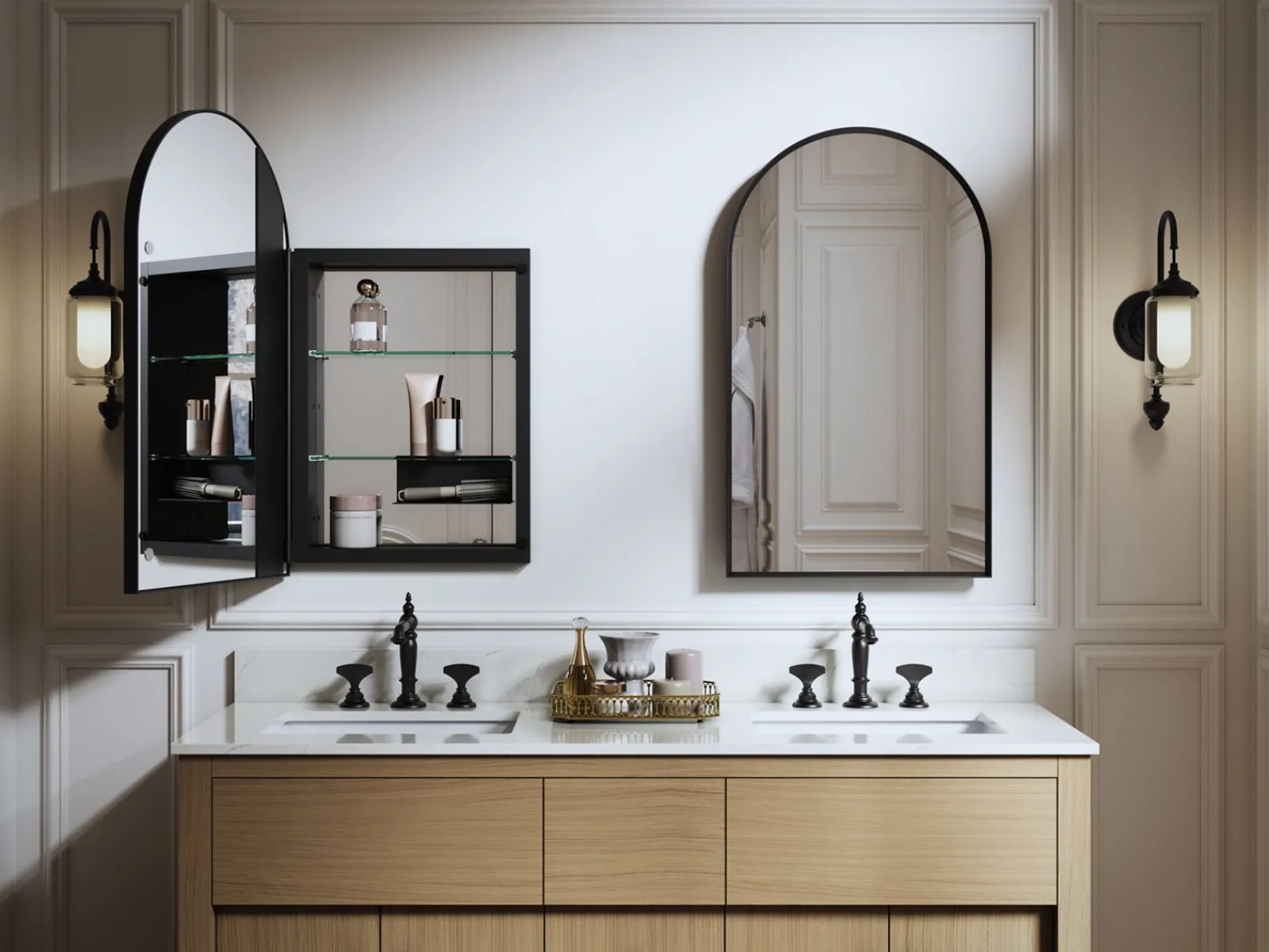 20" x 34" arched framed medicine cabinet, left-hinged^Kohler Hot