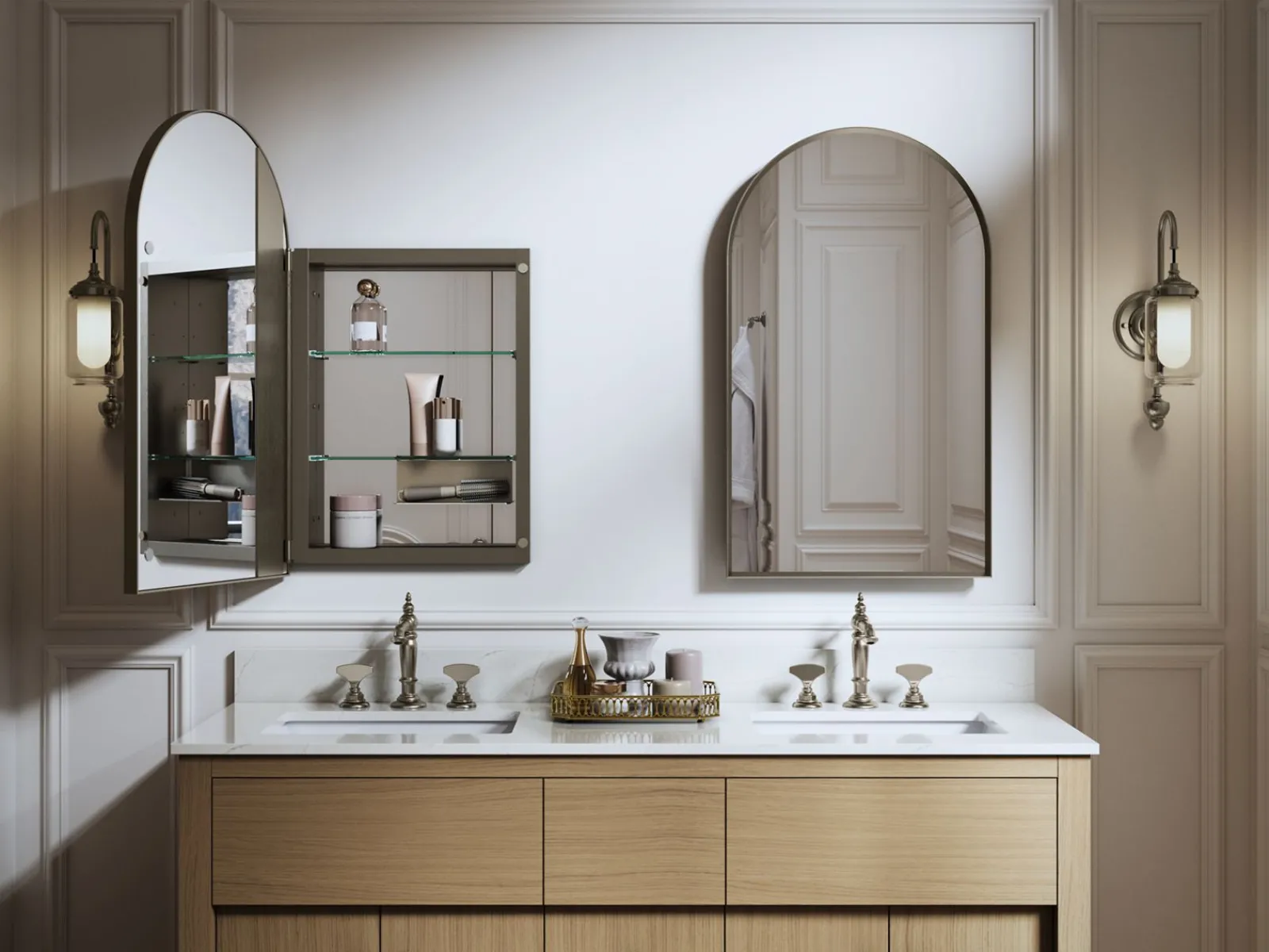 20" x 34" arched framed medicine cabinet, left-hinged^Kohler Hot
