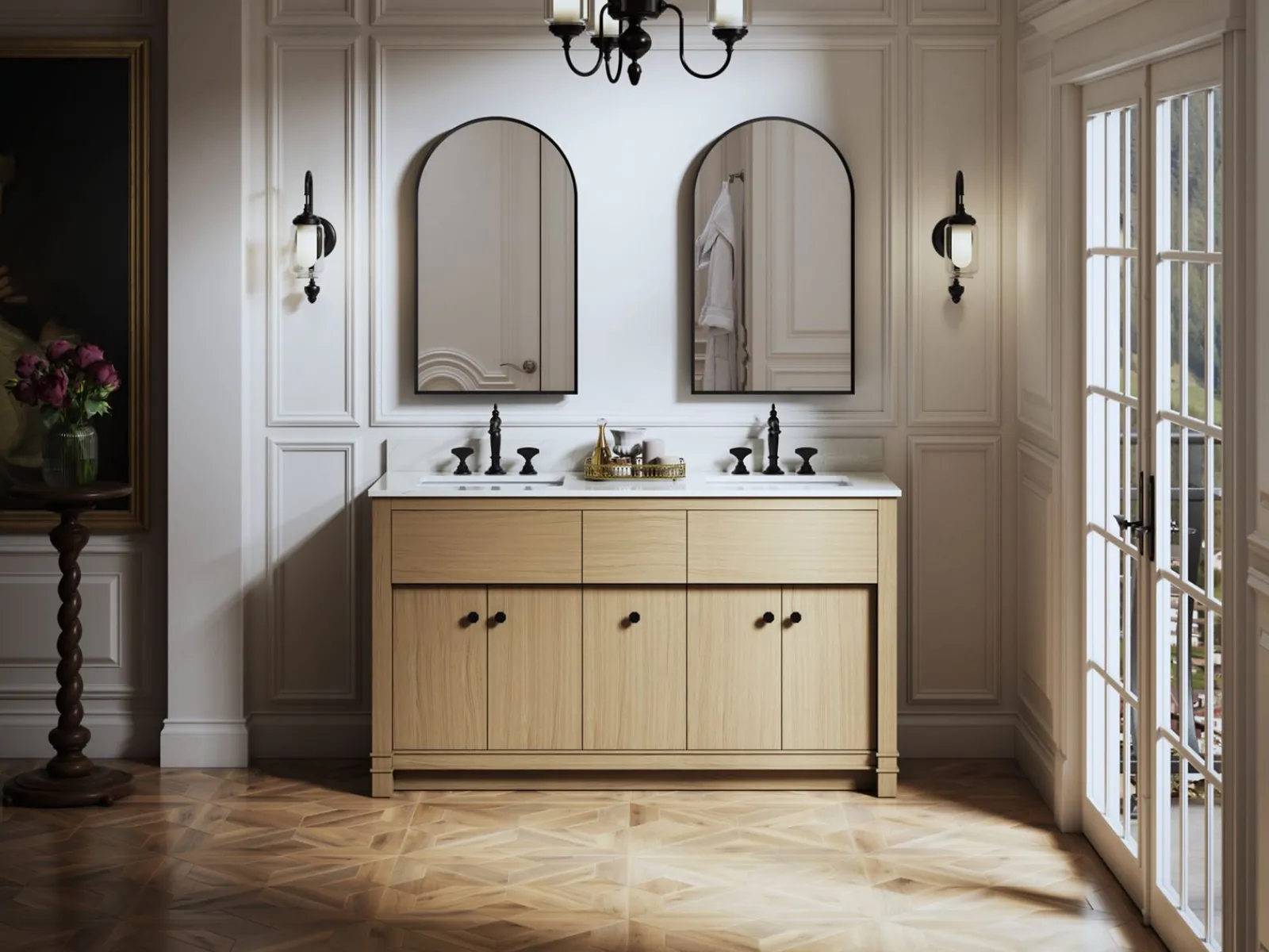 20" x 34" arched framed medicine cabinet, left-hinged^Kohler Hot