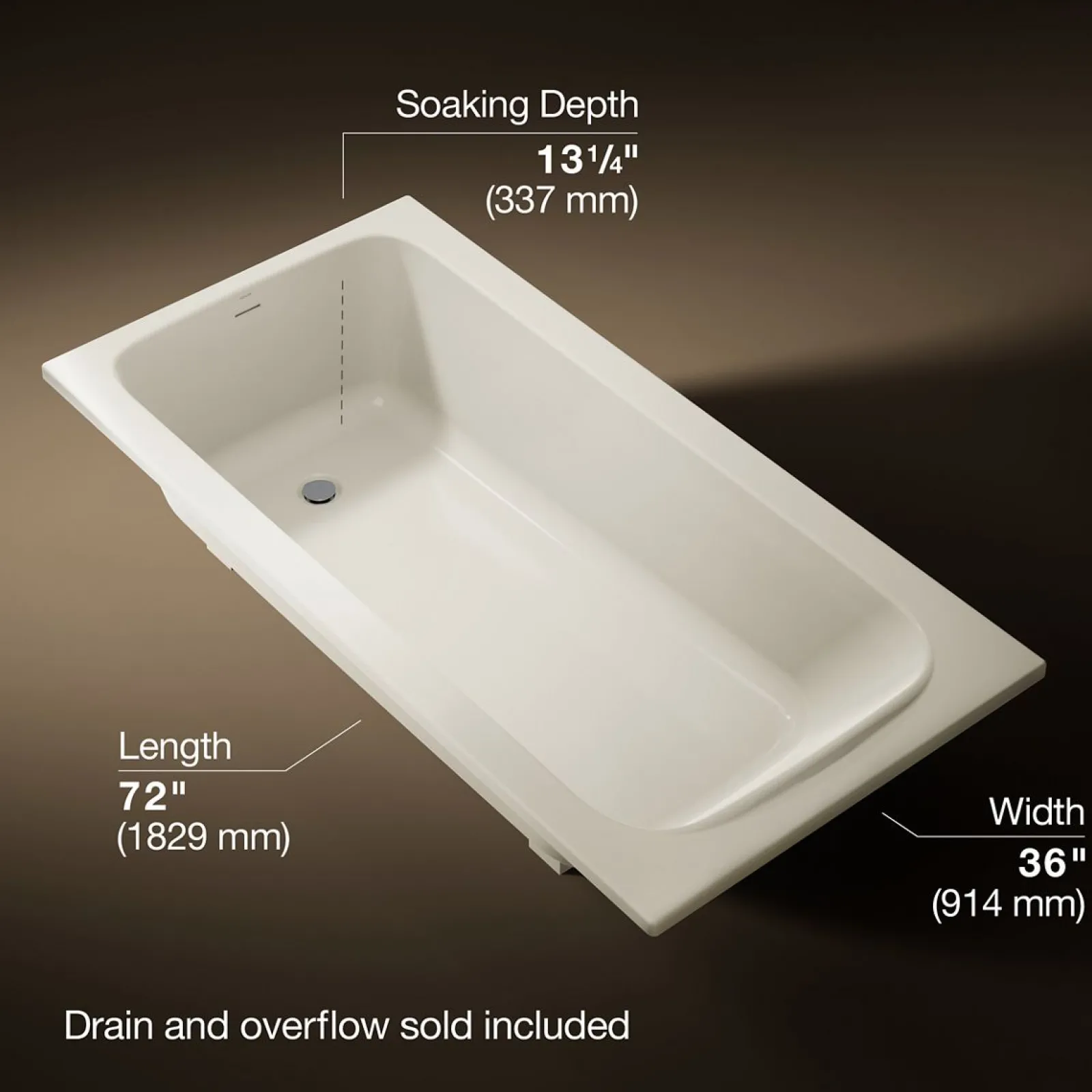 72" x 36" drop-in bath^Kohler New