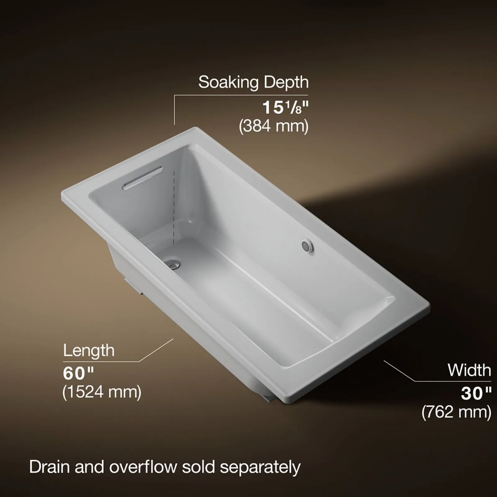 60" x 30" drop-in bath with Bask® heated surface^Kohler Hot